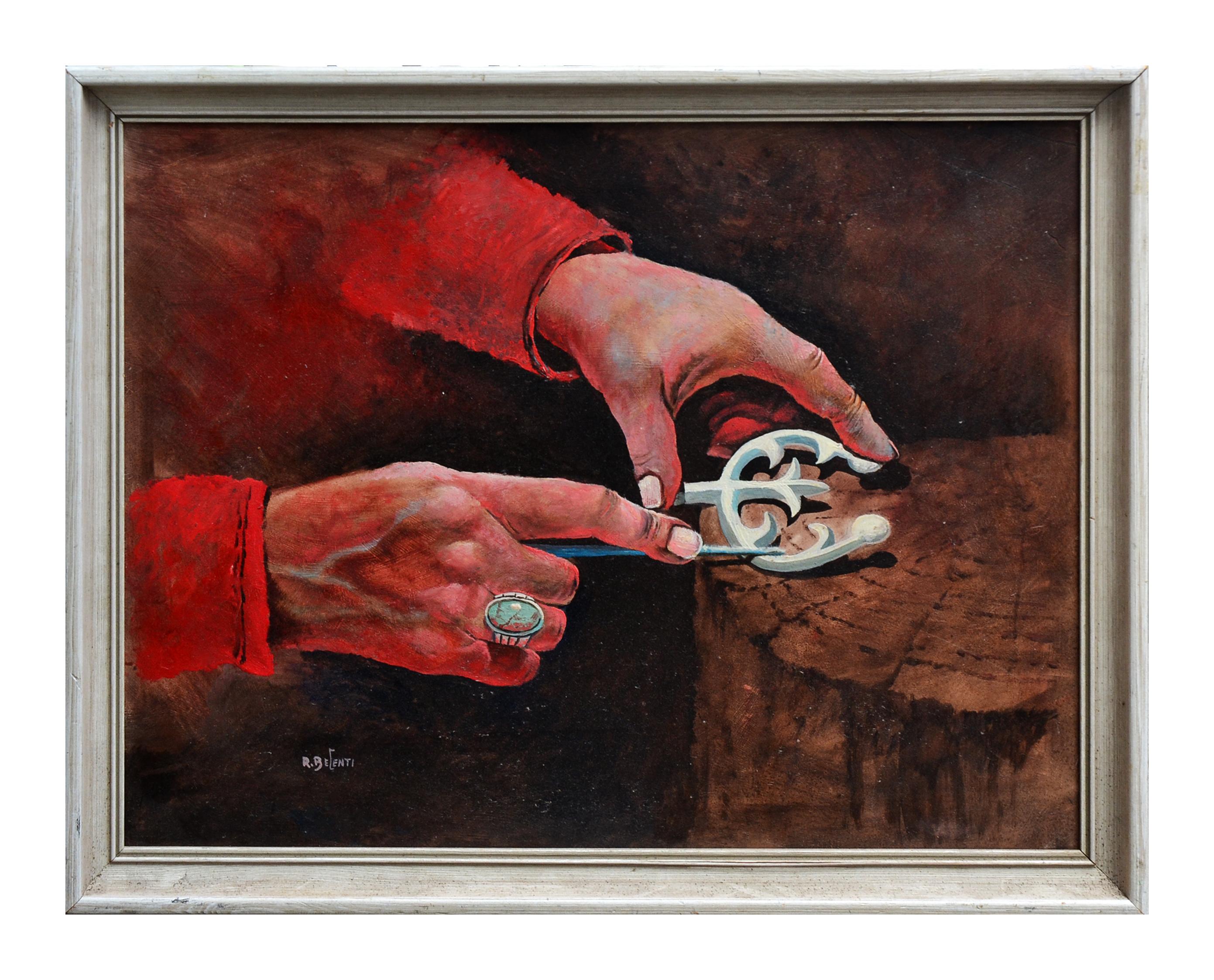 Robert Becenti Jr. Figurative Painting - Navajo Silversmith Figurative