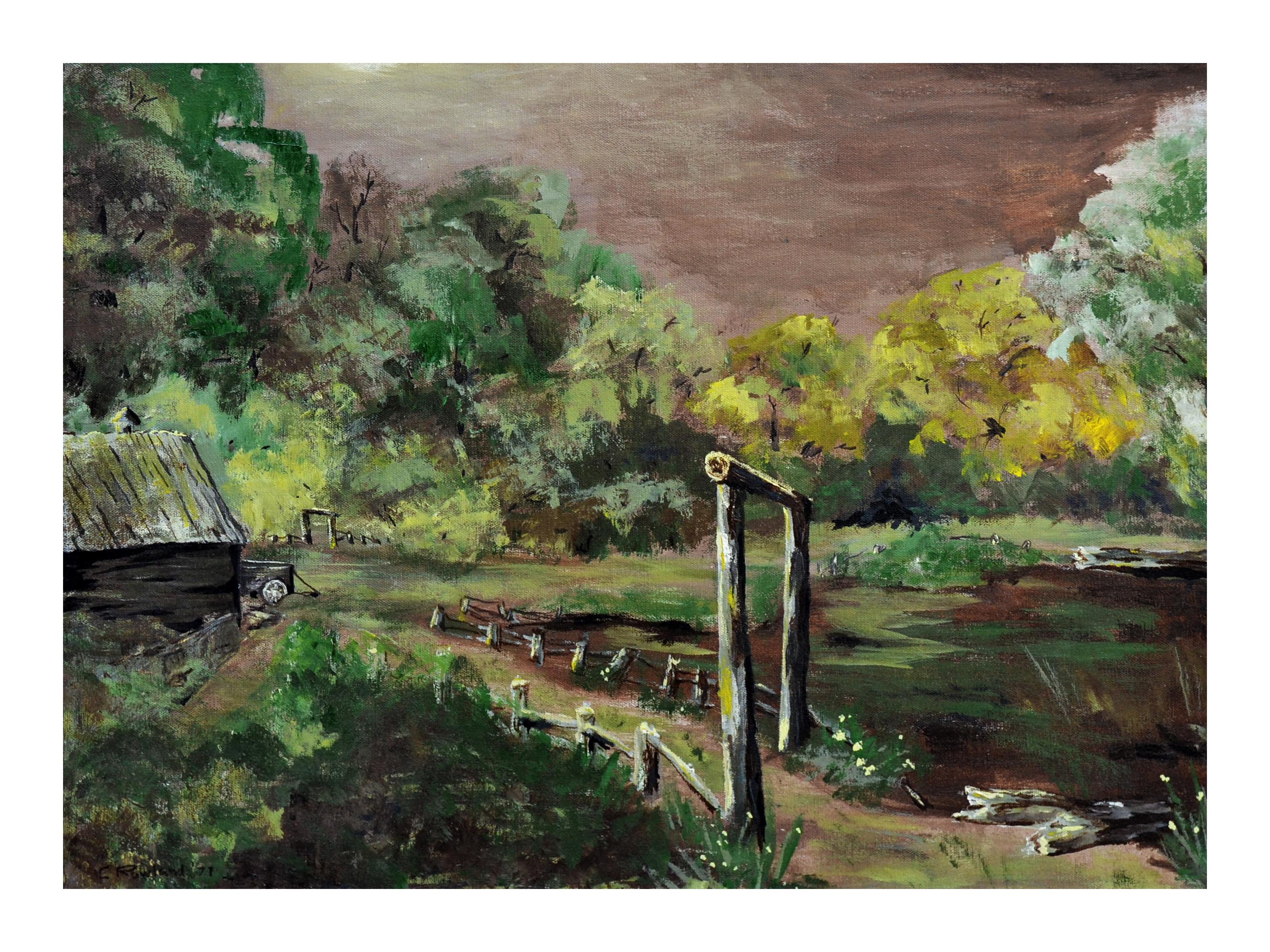 C Rowland Landscape Painting - The Old Farm Landscape