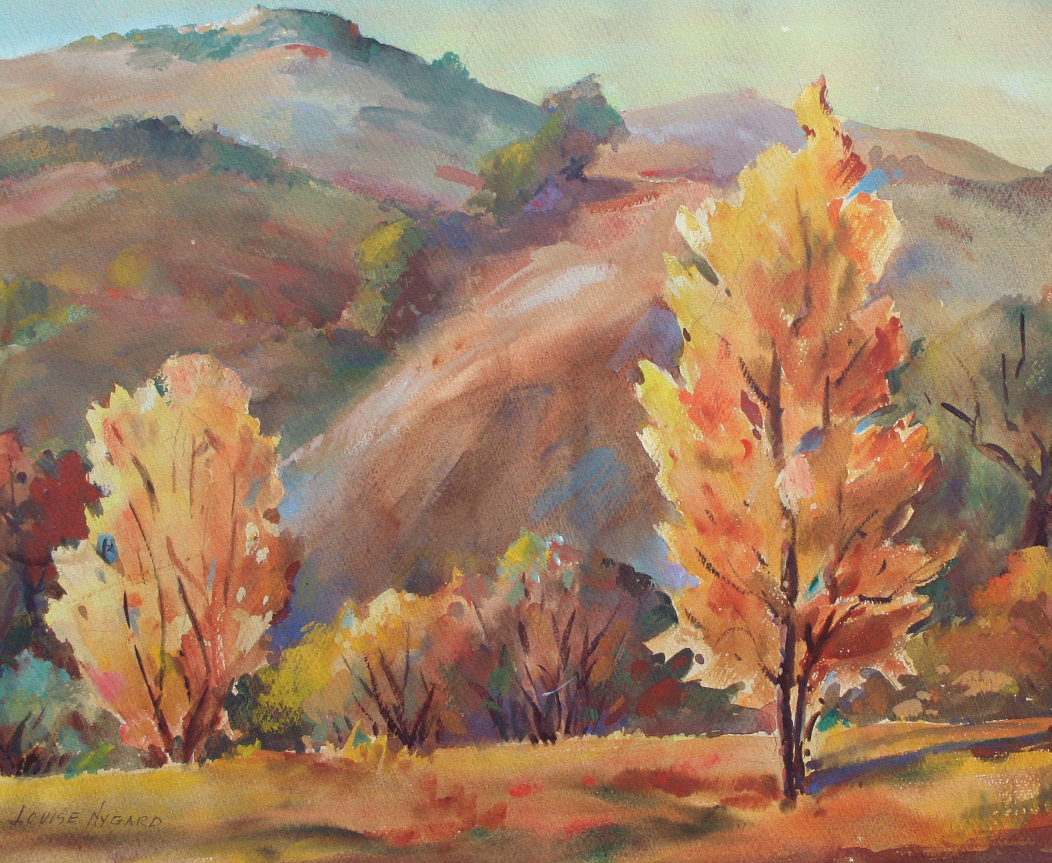 Mid Century Santa Cruz Mountains Autumn Landscape - Painting by Louise Nygard