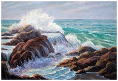 Crashing Waves - Mid Century California Seascape