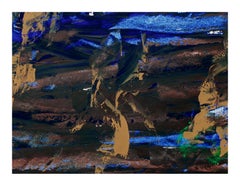 Vintage Burnt Sienna and Cobalt Abstract