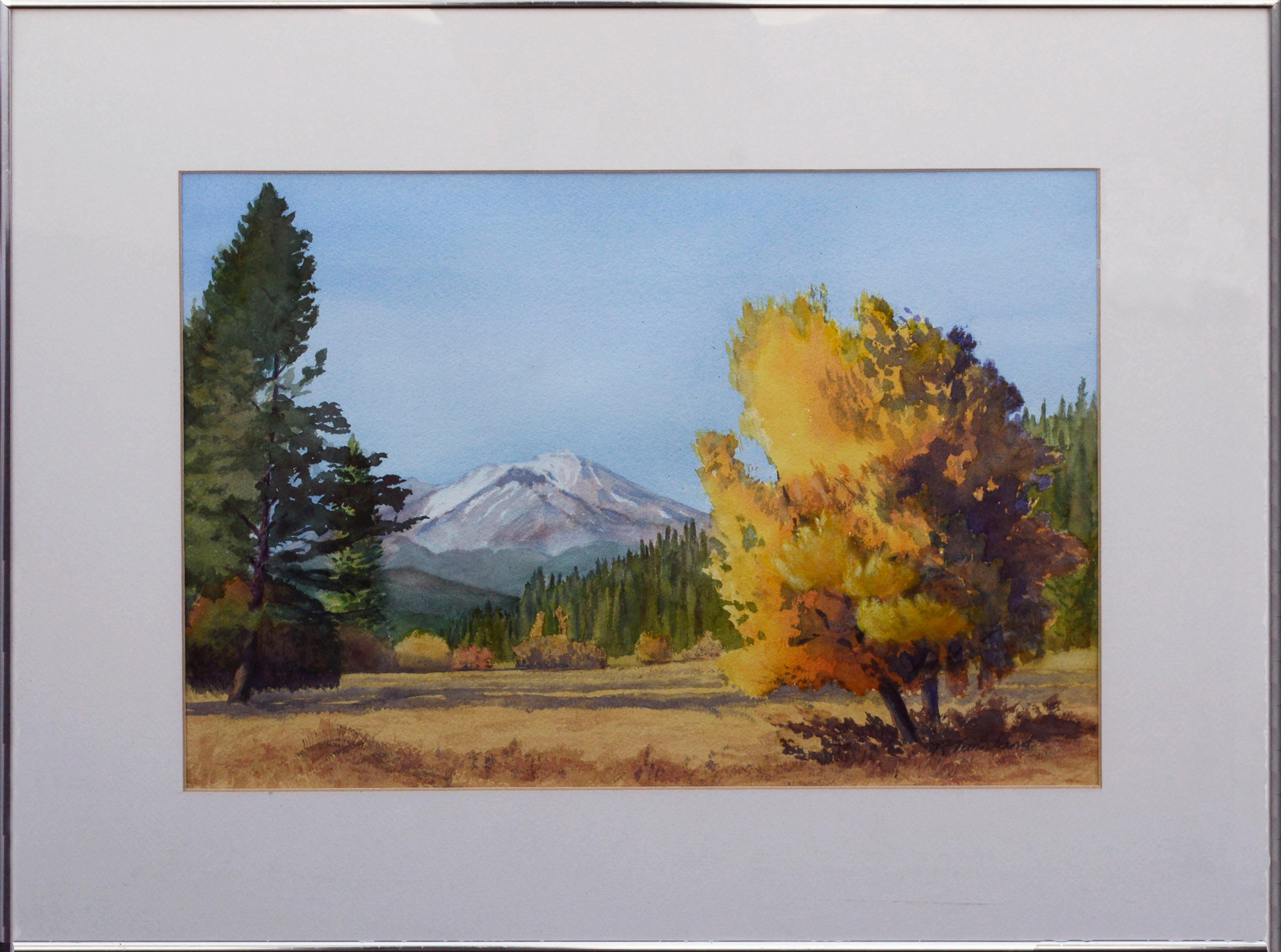 Richard Turnland Landscape Art - Mountain Meadow in Autumn, Mount St. Helens Oregon Landscape Watercolor