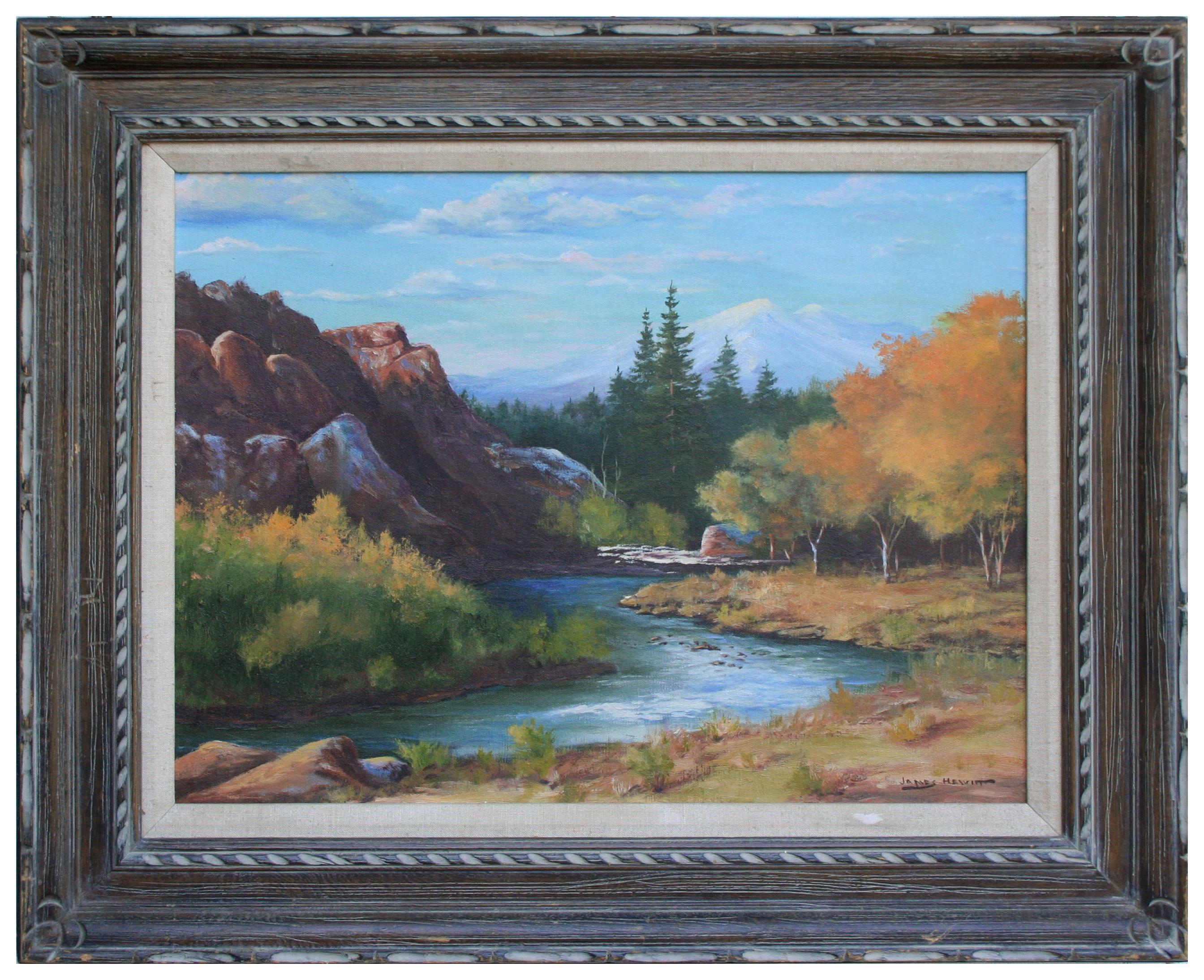 James Hewitt  Landscape Painting - California Mountain River Landscape 