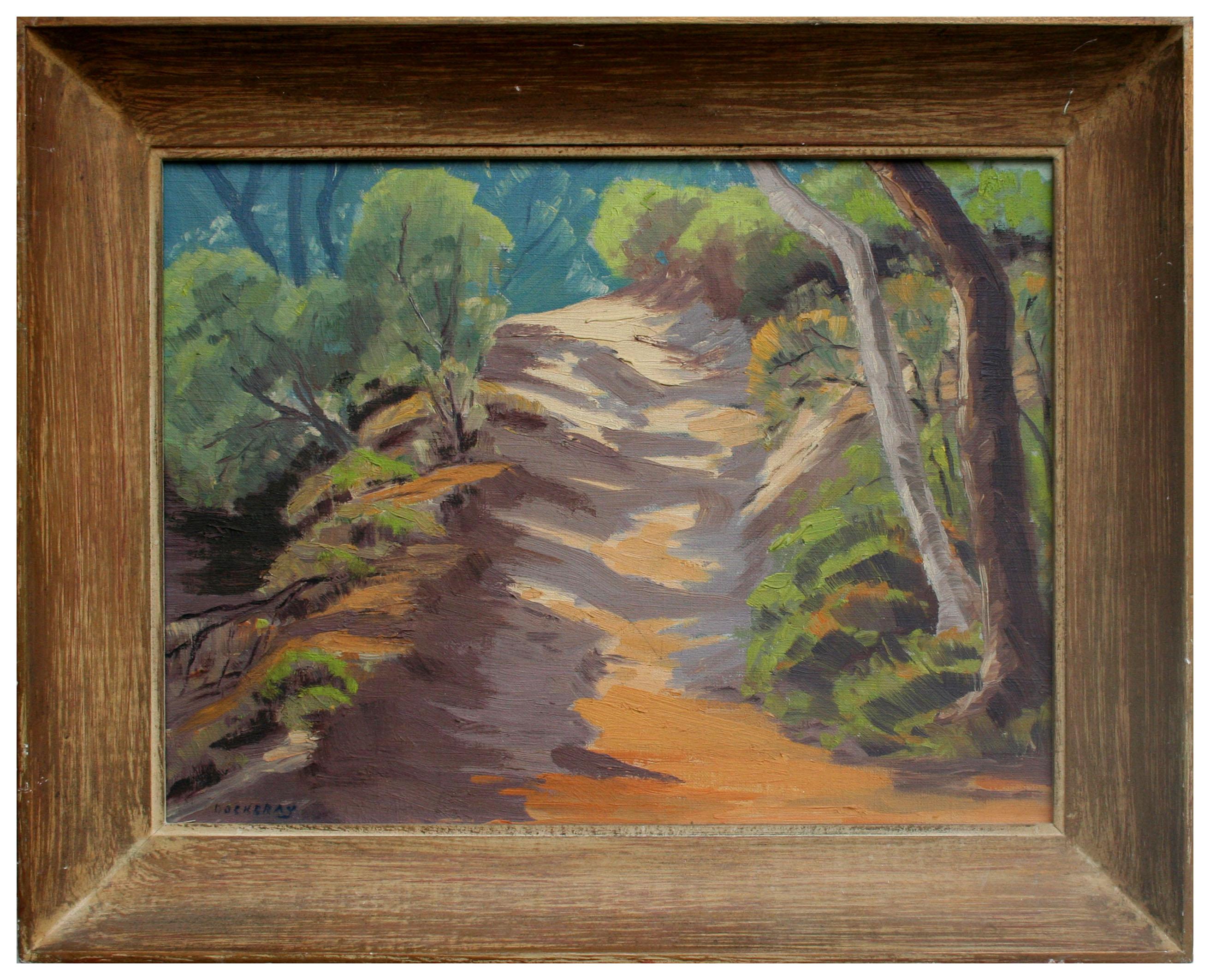 J. Dockeray Landscape Painting - Mid Century Landscape -- Pathway Through the Forest