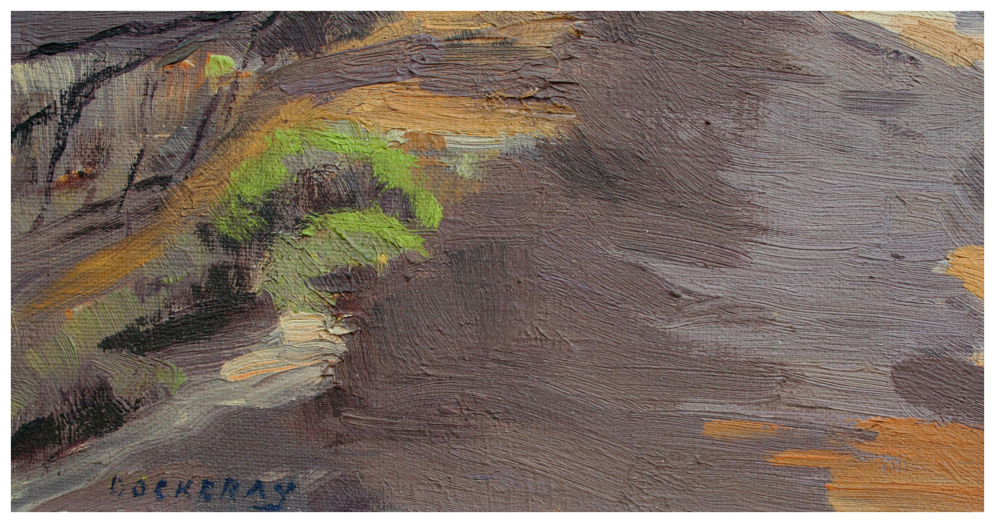 Mid Century Landscape -- Pathway Through the Forest - Brown Landscape Painting by J. Dockeray