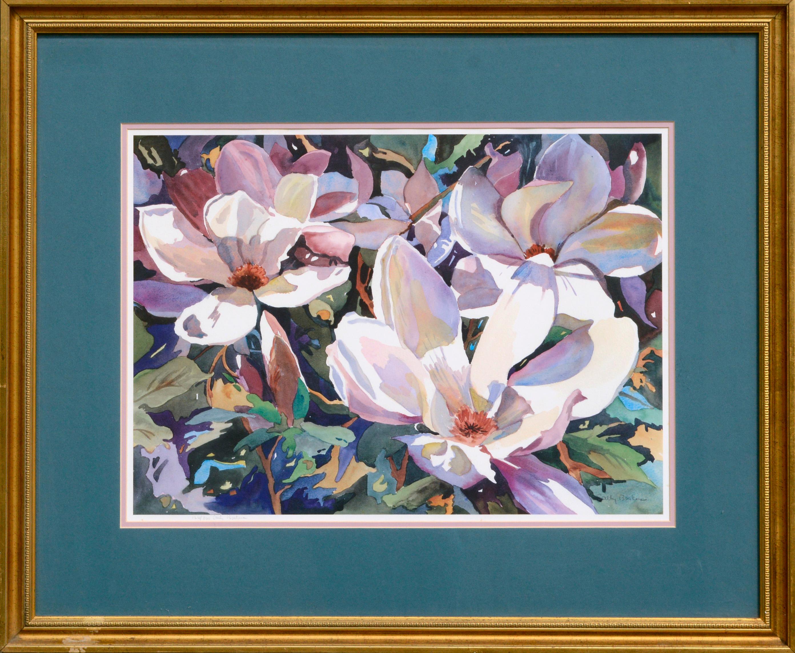 Still-Life Print Sally Bookman - Impression lithographique à grande échelle « Magnolia Blossoms »
