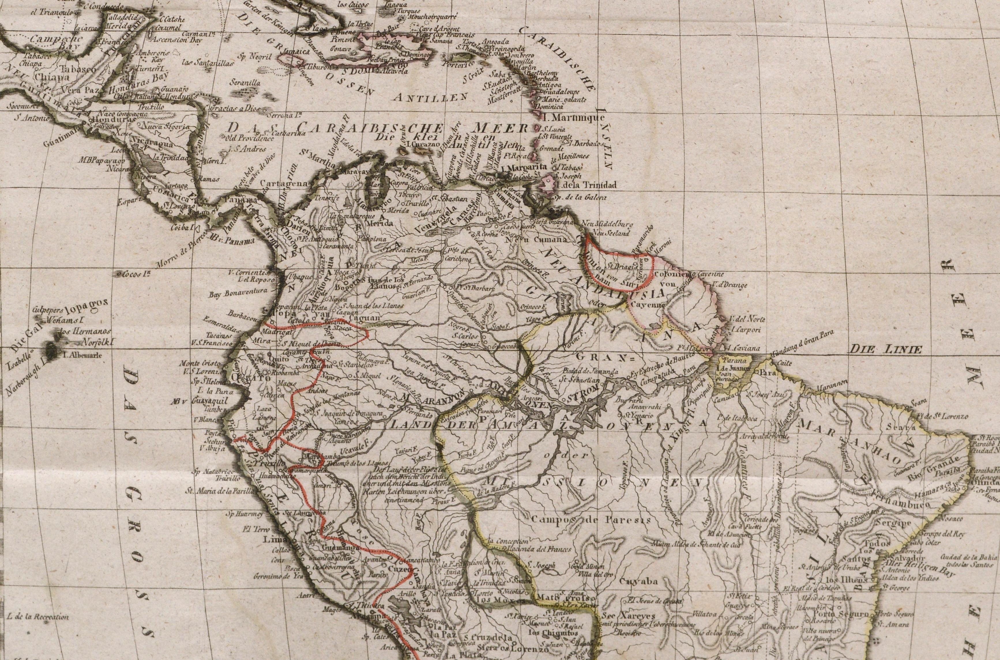 Charte von Sud-America (Karte Südamerikas) – Radierung mit handgezeichneten Umrissen (Sonstige Kunststile), Print, von Franz Pluth