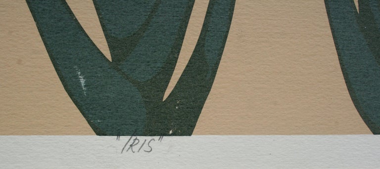 Three Japanese Irises Serigraph - Modern Painting by David Allgood