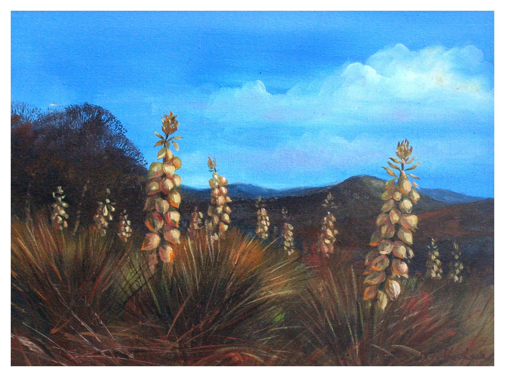 Tequila Futures Agave Harvest, Vintage Landscape - Painting by W. K. Lee