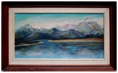 Mid Century Wyoming Teton Mountain Range Landscape 