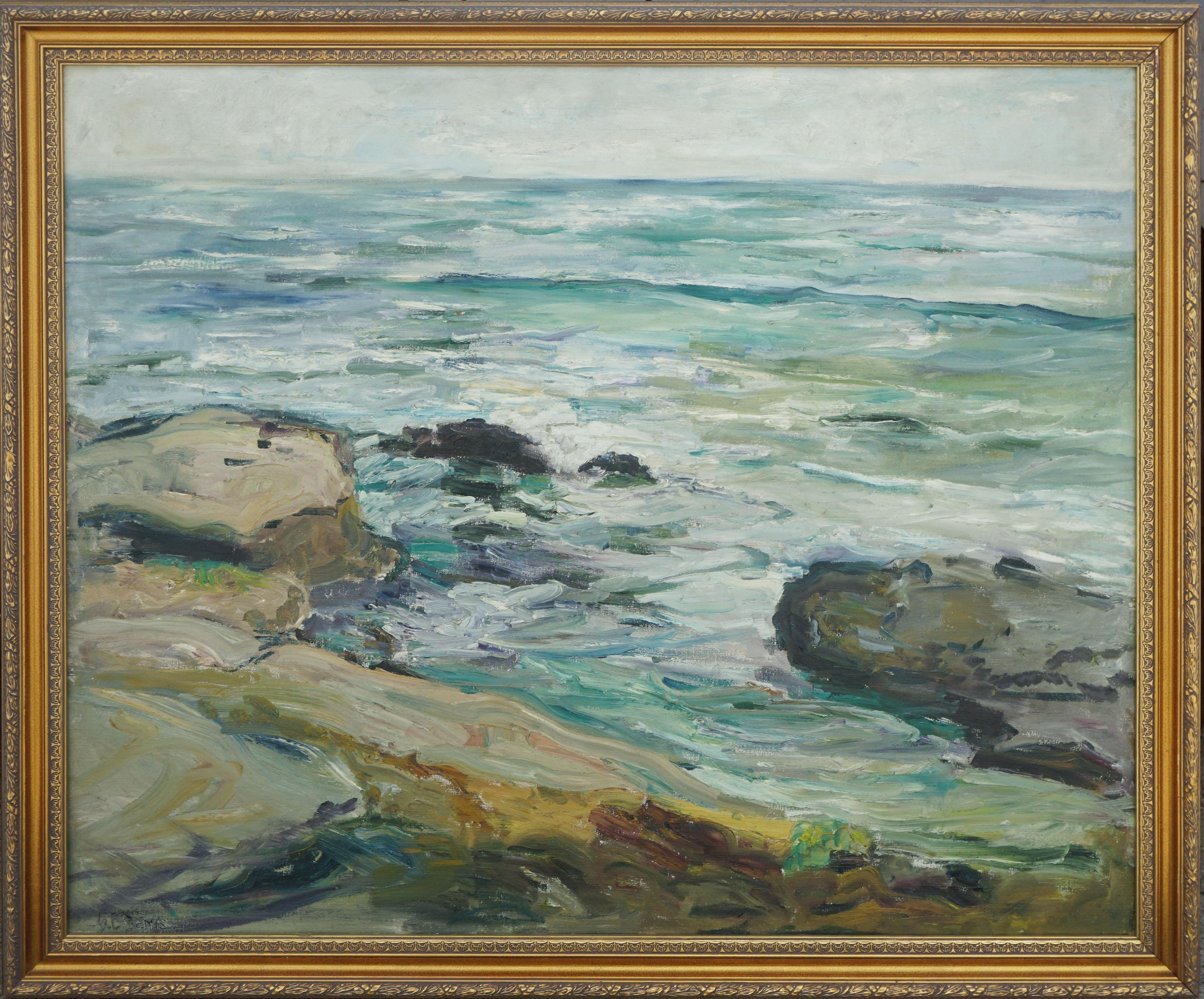 Mid Century San Diego Impressionist Seascape by Georgia Crittenden Bemis, 1939