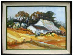 Hillside Barn, Vintage 1970's California Farm Landscape 