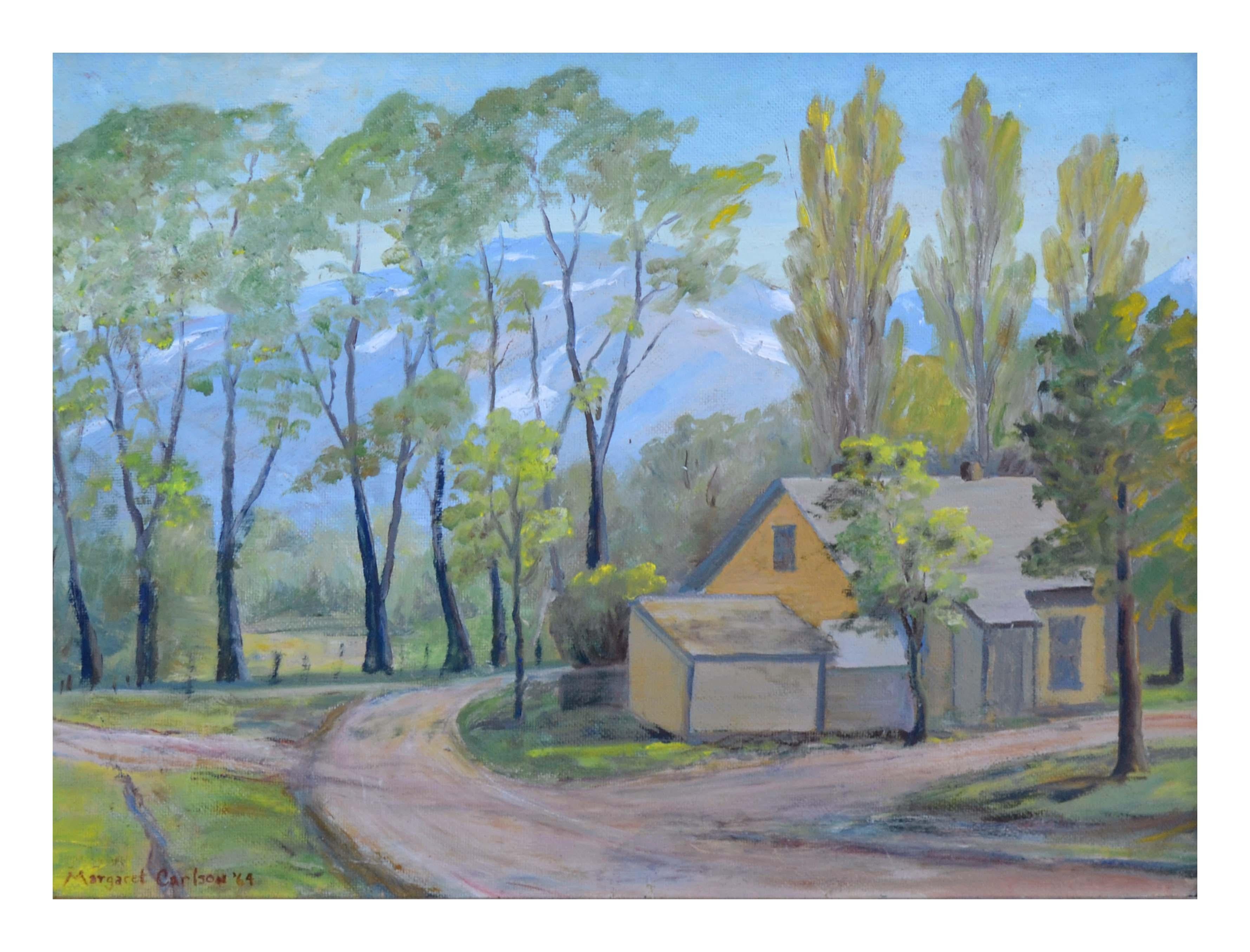 Mid Century Mill Valley, California Landscape - Painting by Margaret Carlson