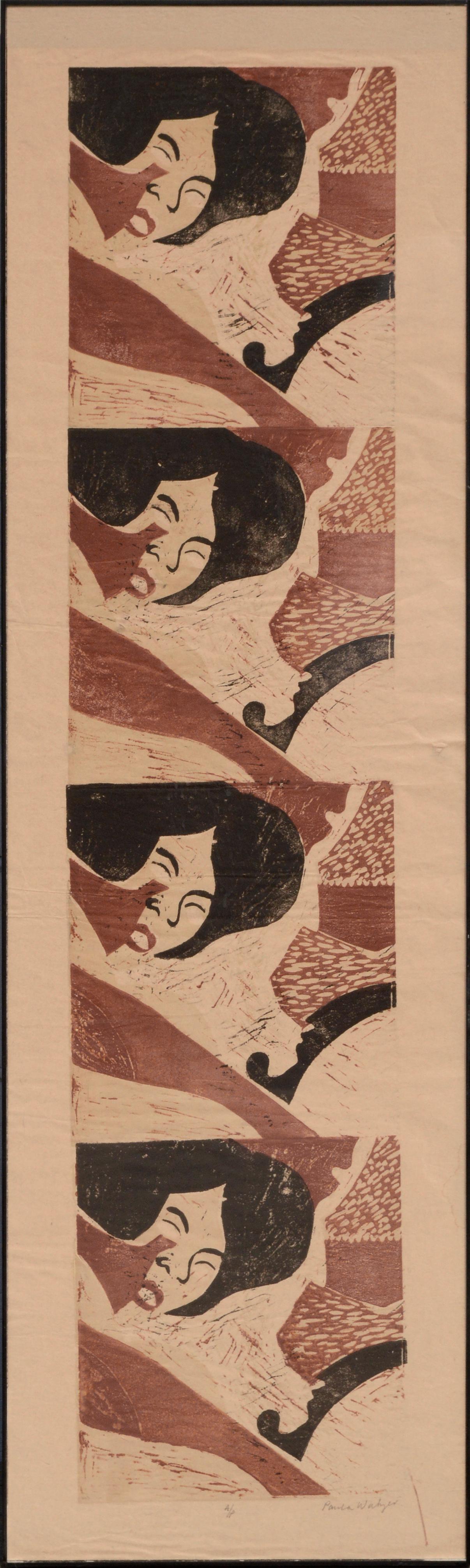 Volto di donna, ritratto figurativo astratto Pop Art su carta fatta a mano
