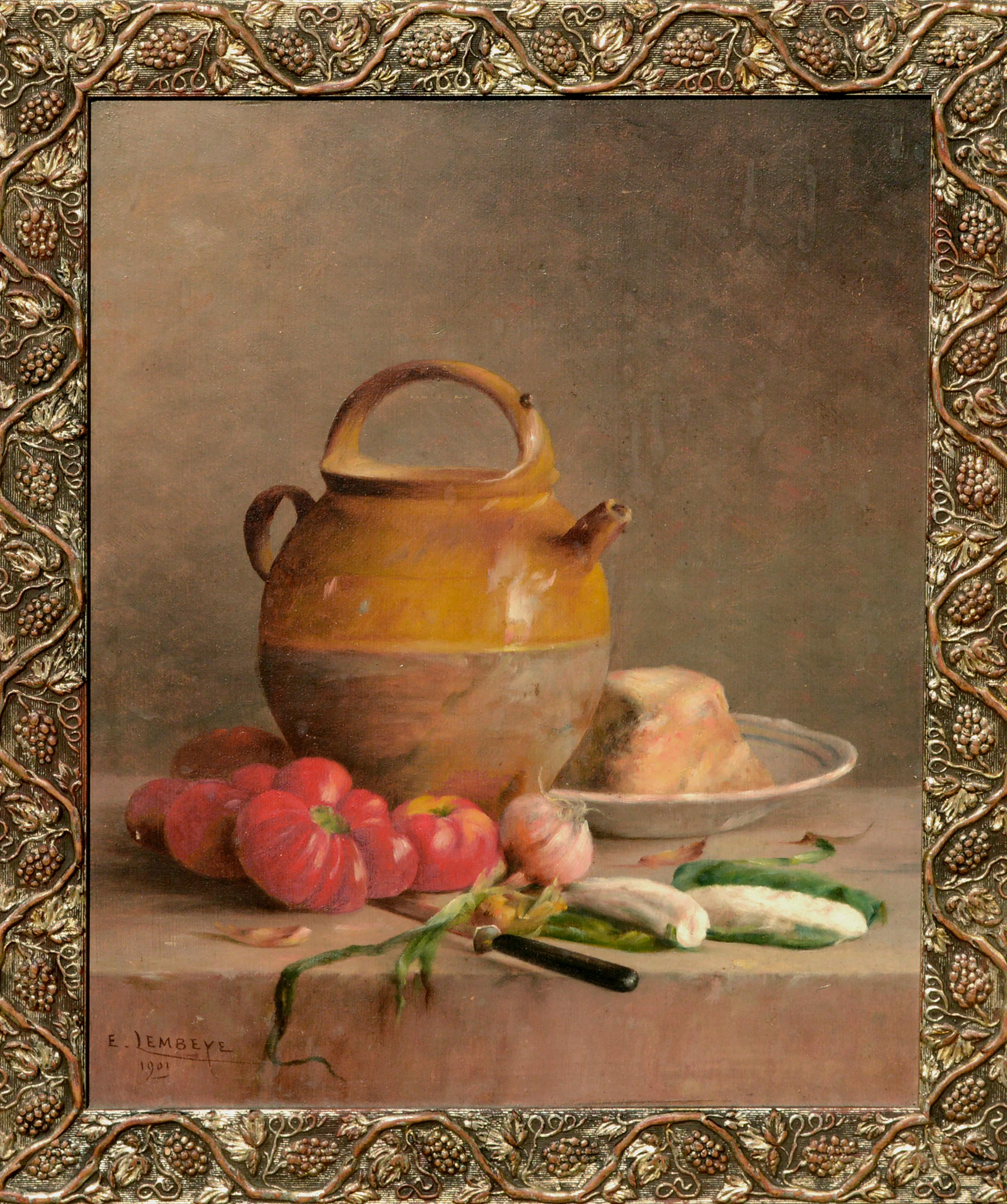 Etienne Lembeye Still-Life Painting - Turn of the Century French Provincial Still Life 
