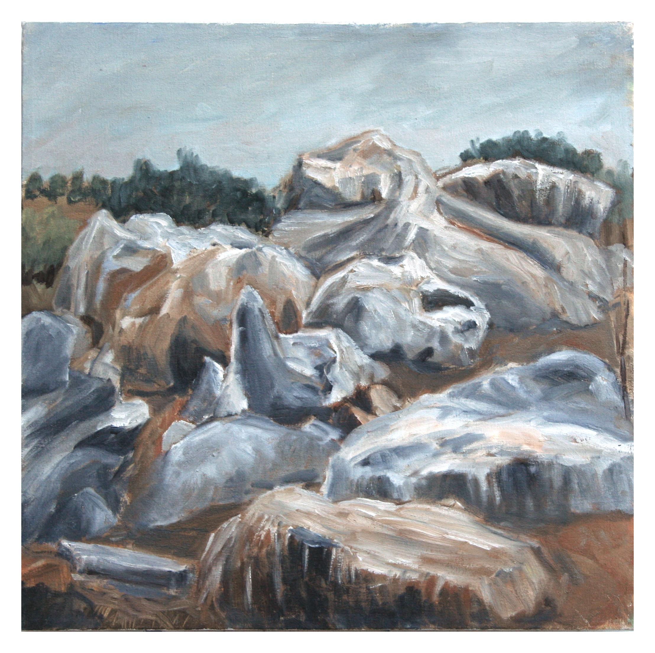 Trevor Lewis Andrews Landscape Painting - Rocky Formation Landscape