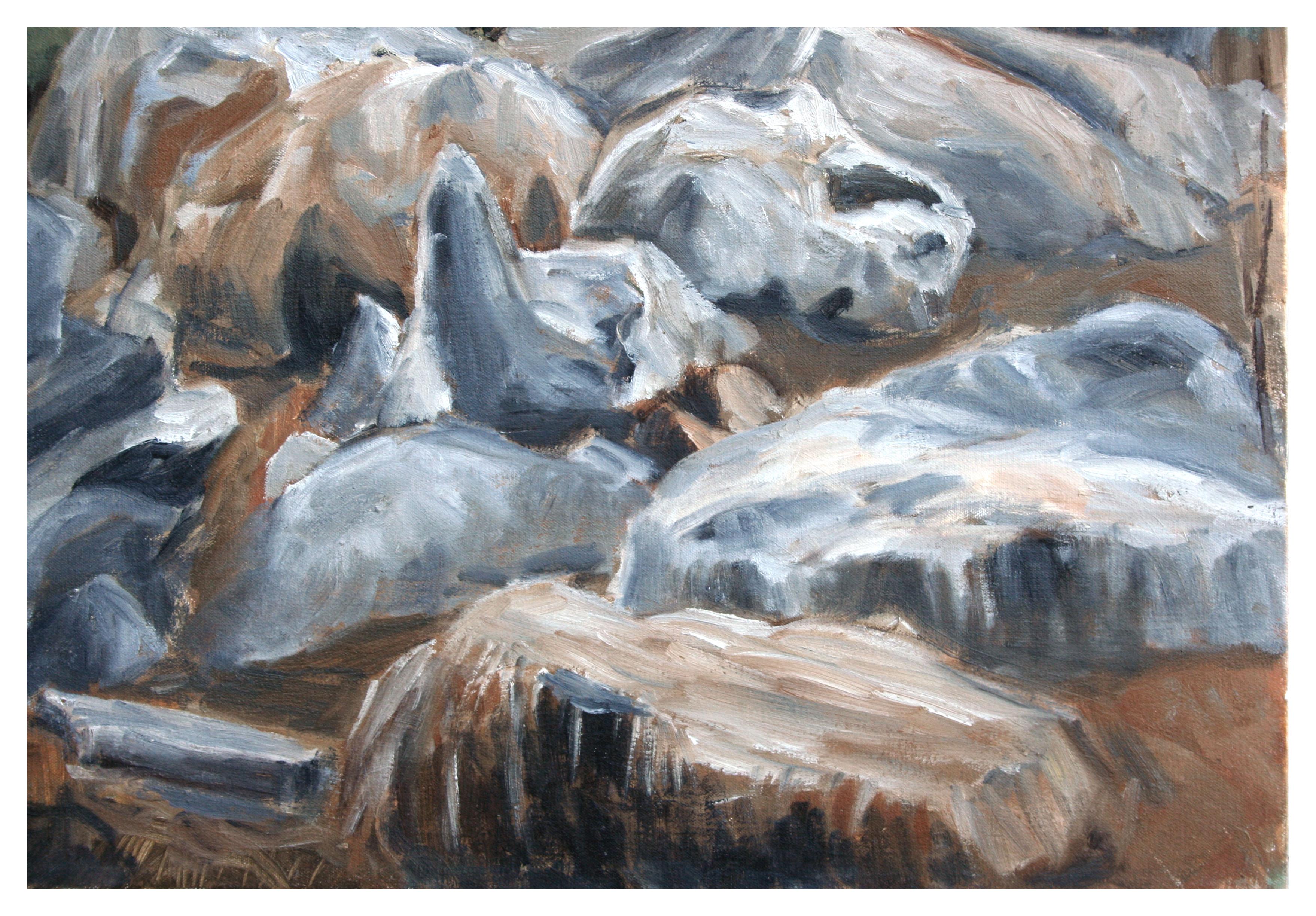 Rocky Formation Landscape - Painting by Trevor Lewis Andrews
