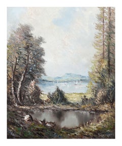 Segelboote auf Bergseelandschaft