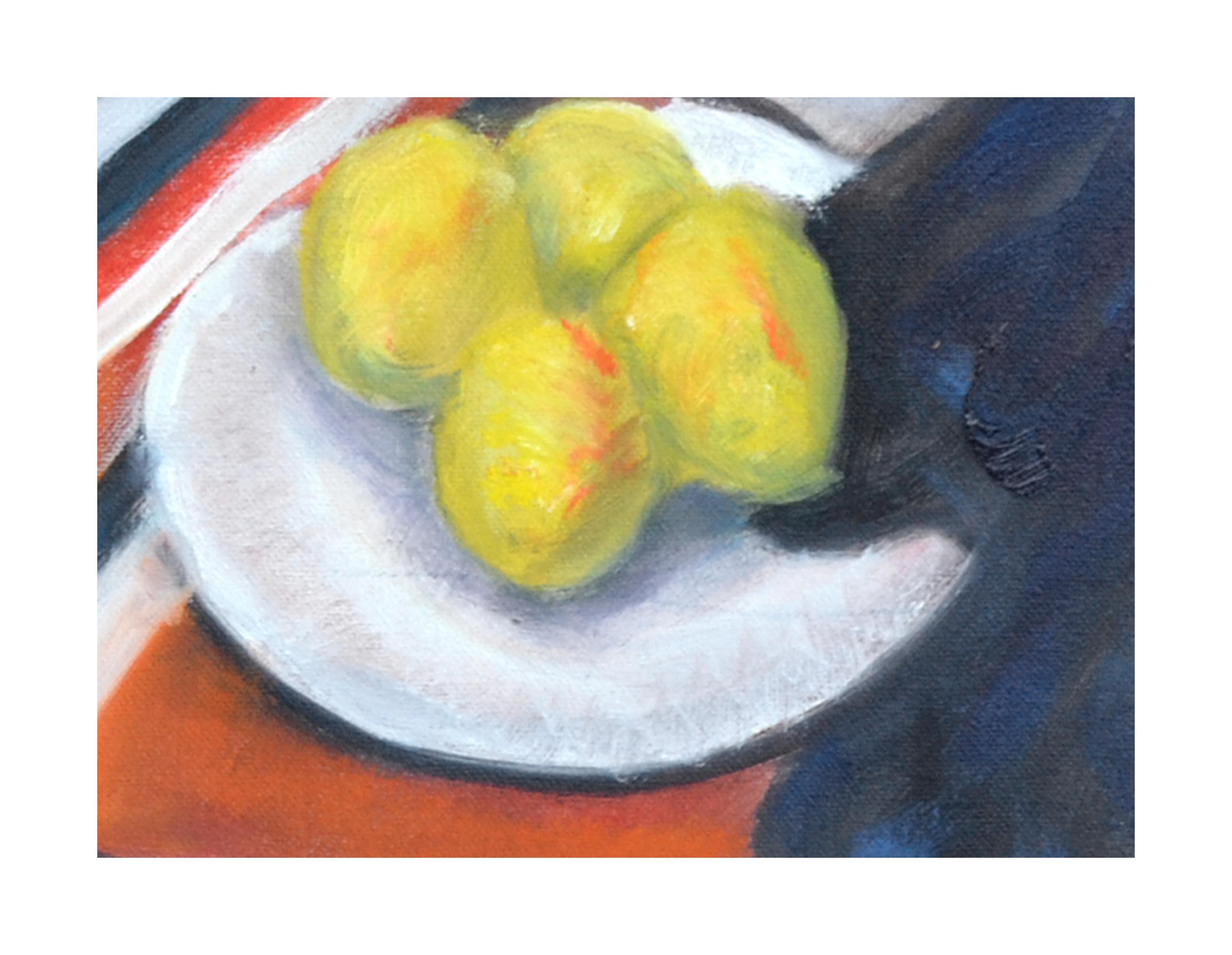 Vintage Still Life with Lemons  - Gray Interior Painting by James Pollock