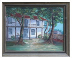 Vintage Mid Century Garden Landscape, "In the Old Spanish Garden" by Florence Nuez