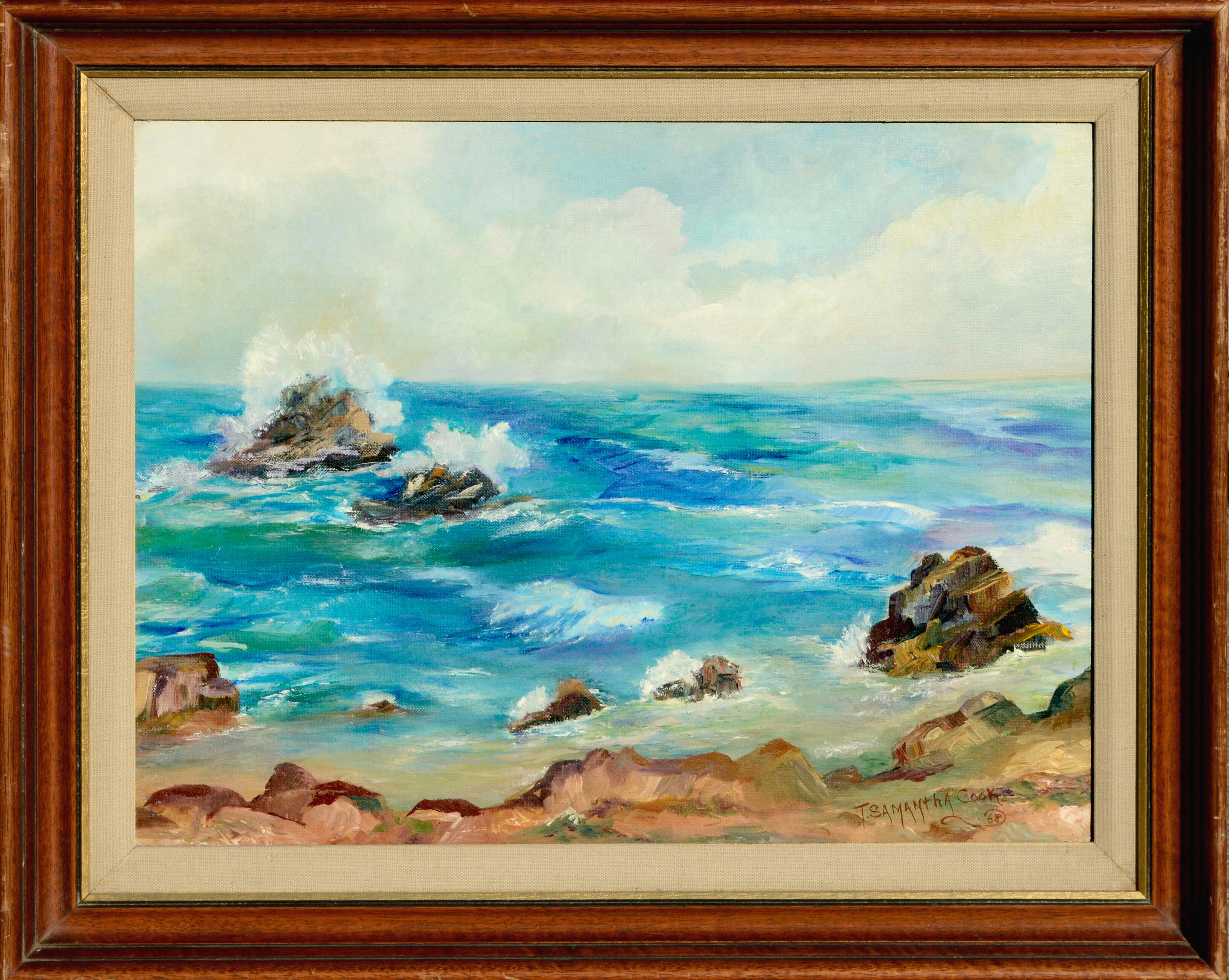 T. Samantha Cook  Landscape Painting - Vivid Vintage Monterey Seascape