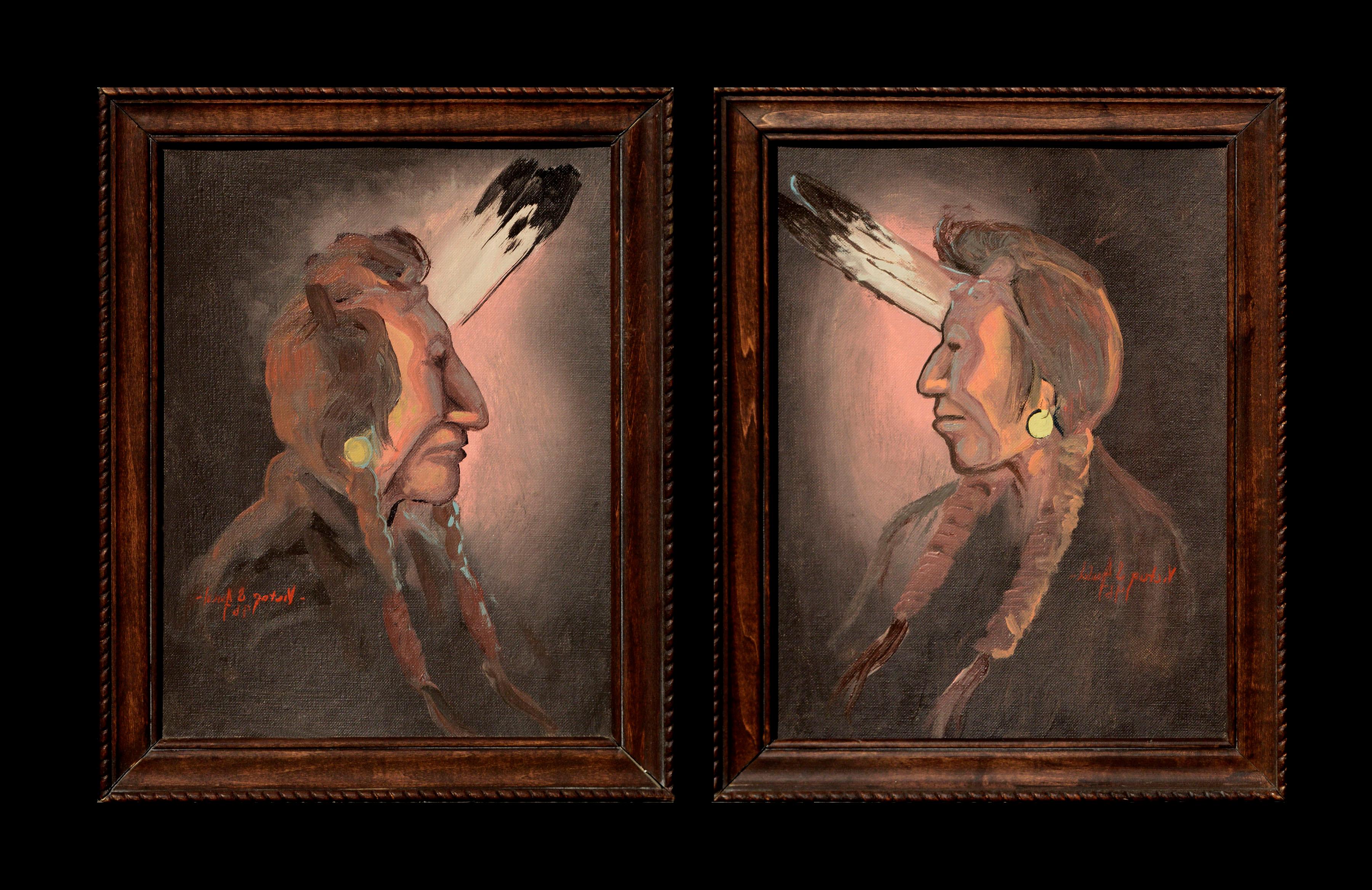 Pair of Vintage Native American Portraits 
