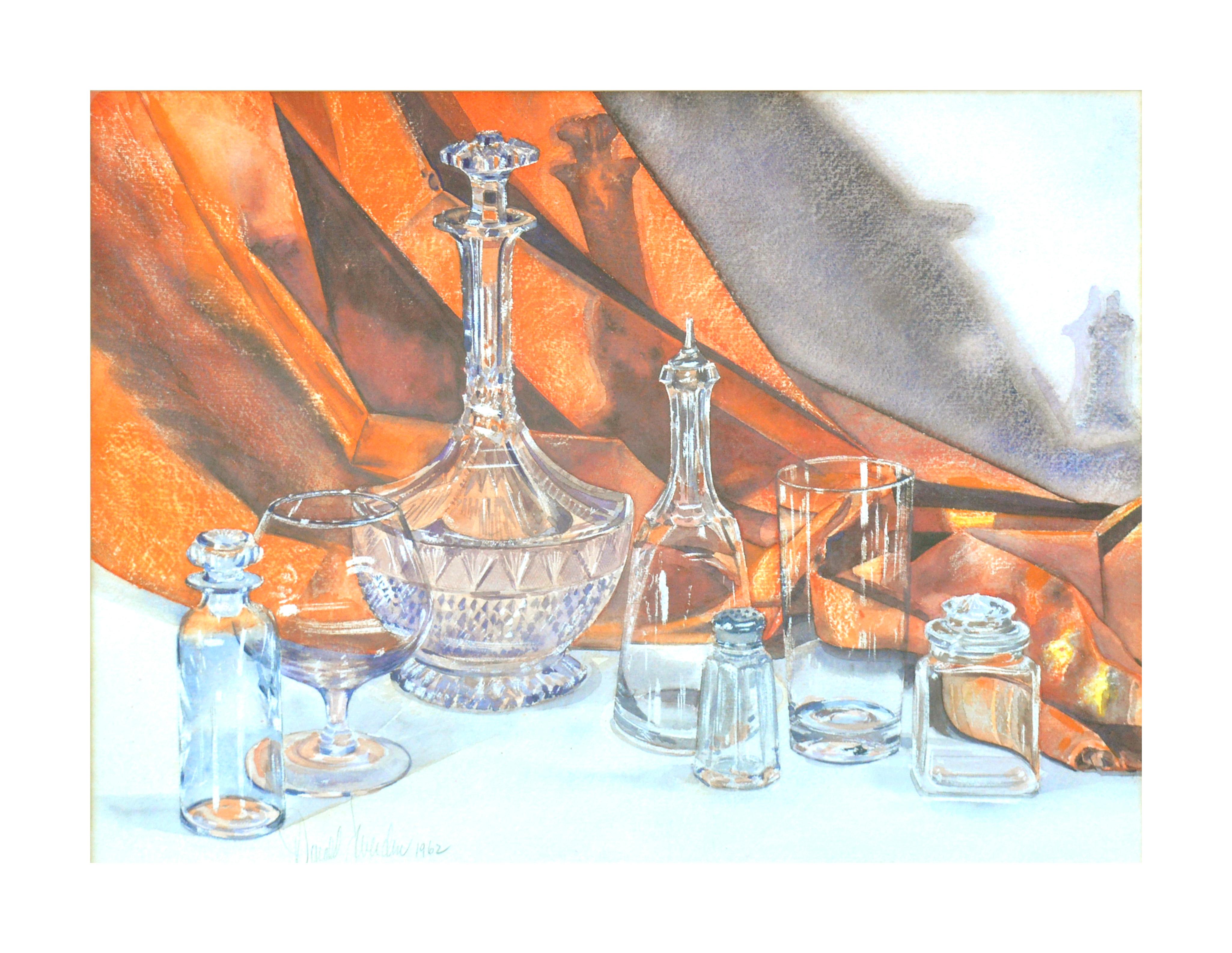 Donald Werden Still-Life Painting - Mid Century Crystal and Glass Still Life