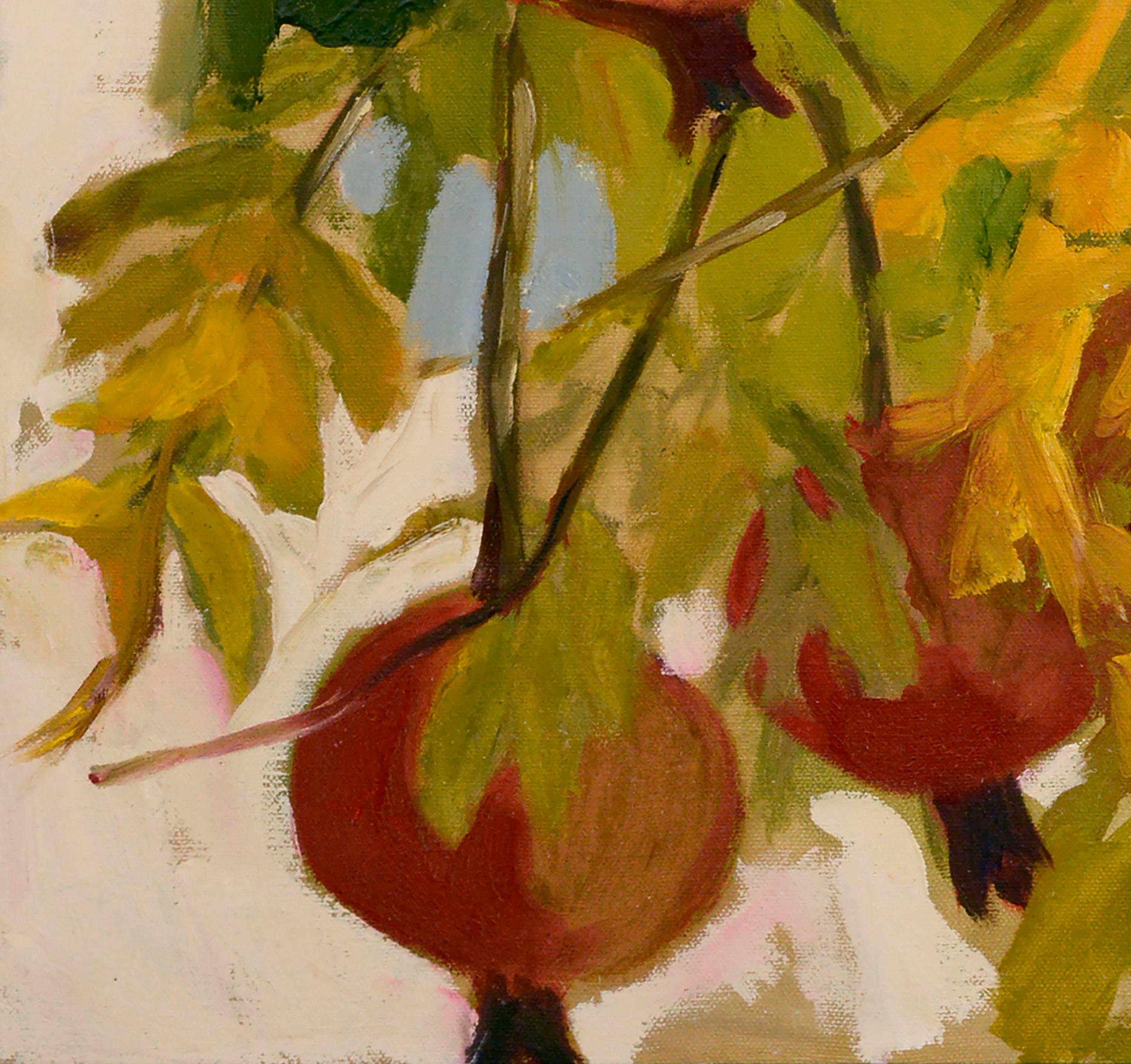 Pomegranate Tree Botanical Still Life  - American Impressionist Painting by Josephine Guerra 