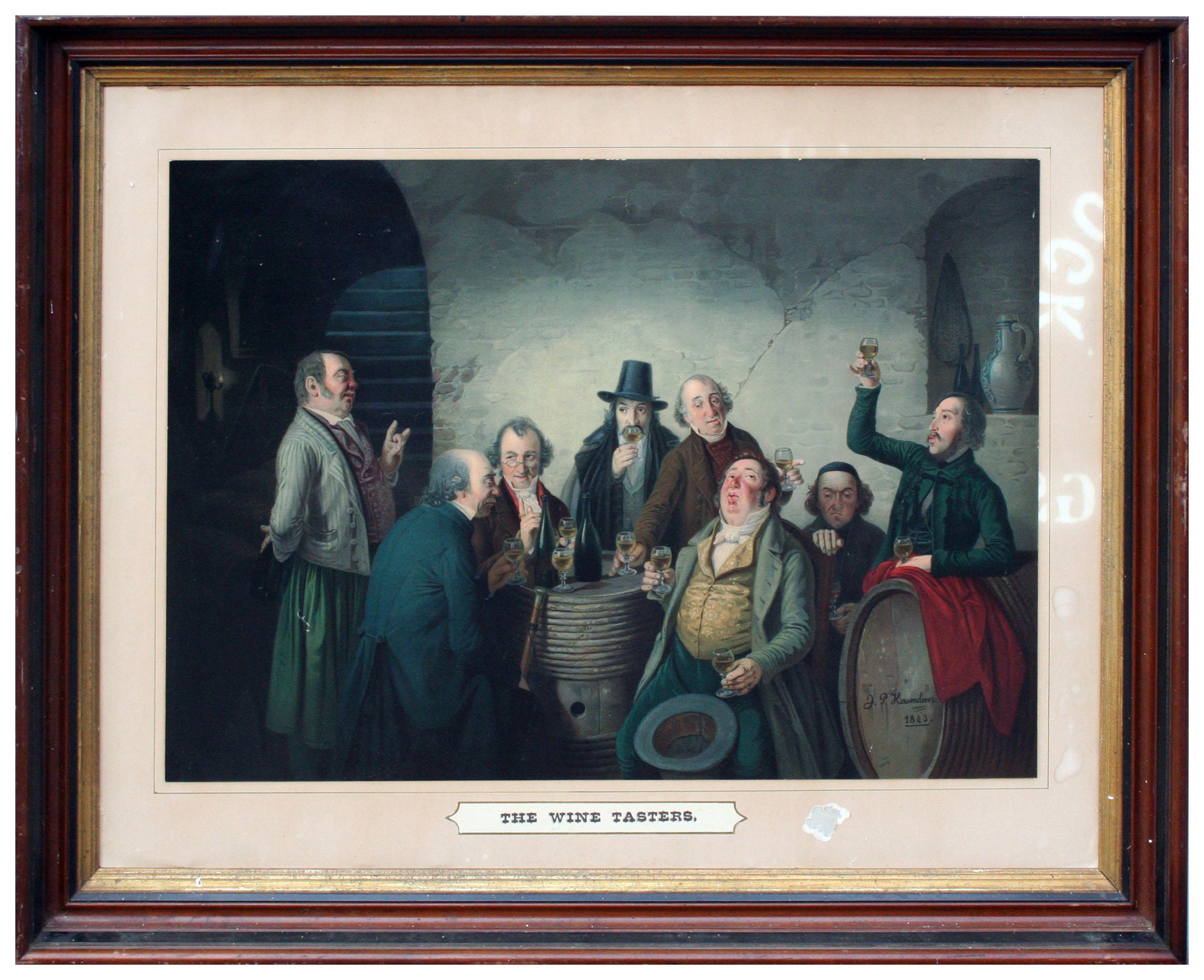 The Wine Tasters - Late 19th Century Lithograph  - Print by Johann Peter Hasenclever