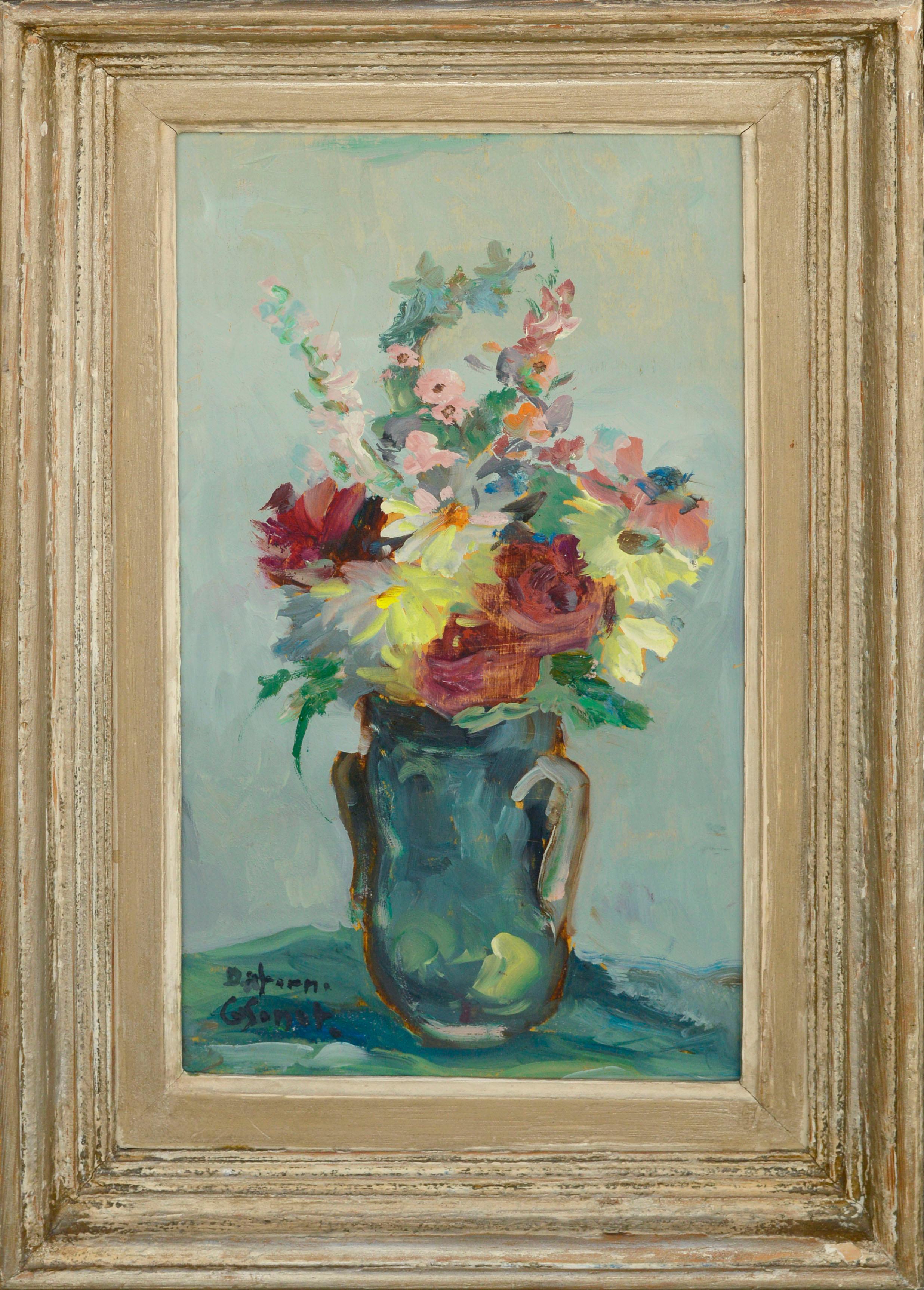 Amelia Daforno Casonato Still-Life Painting - Mid Century Modern, Multicolor Floral Bouquet Still-Life 