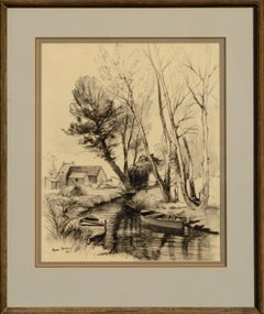 Canoes on Fedrun Island, Brittany, 1963 Landscape