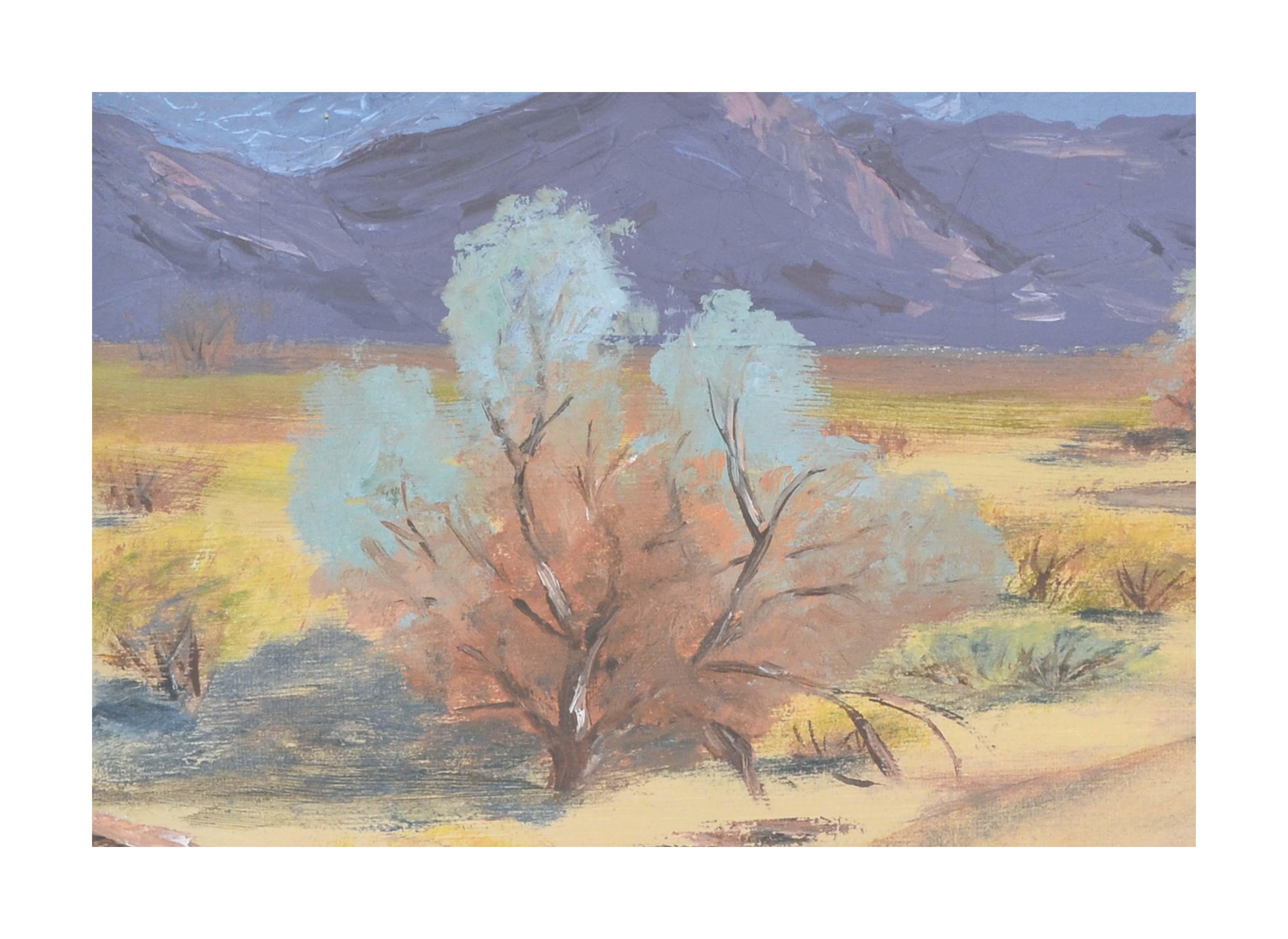 Palm Springs Landschaft aus der Mitte des Jahrhunderts  (Amerikanischer Impressionismus), Painting, von Alice V. Hussey Hayes