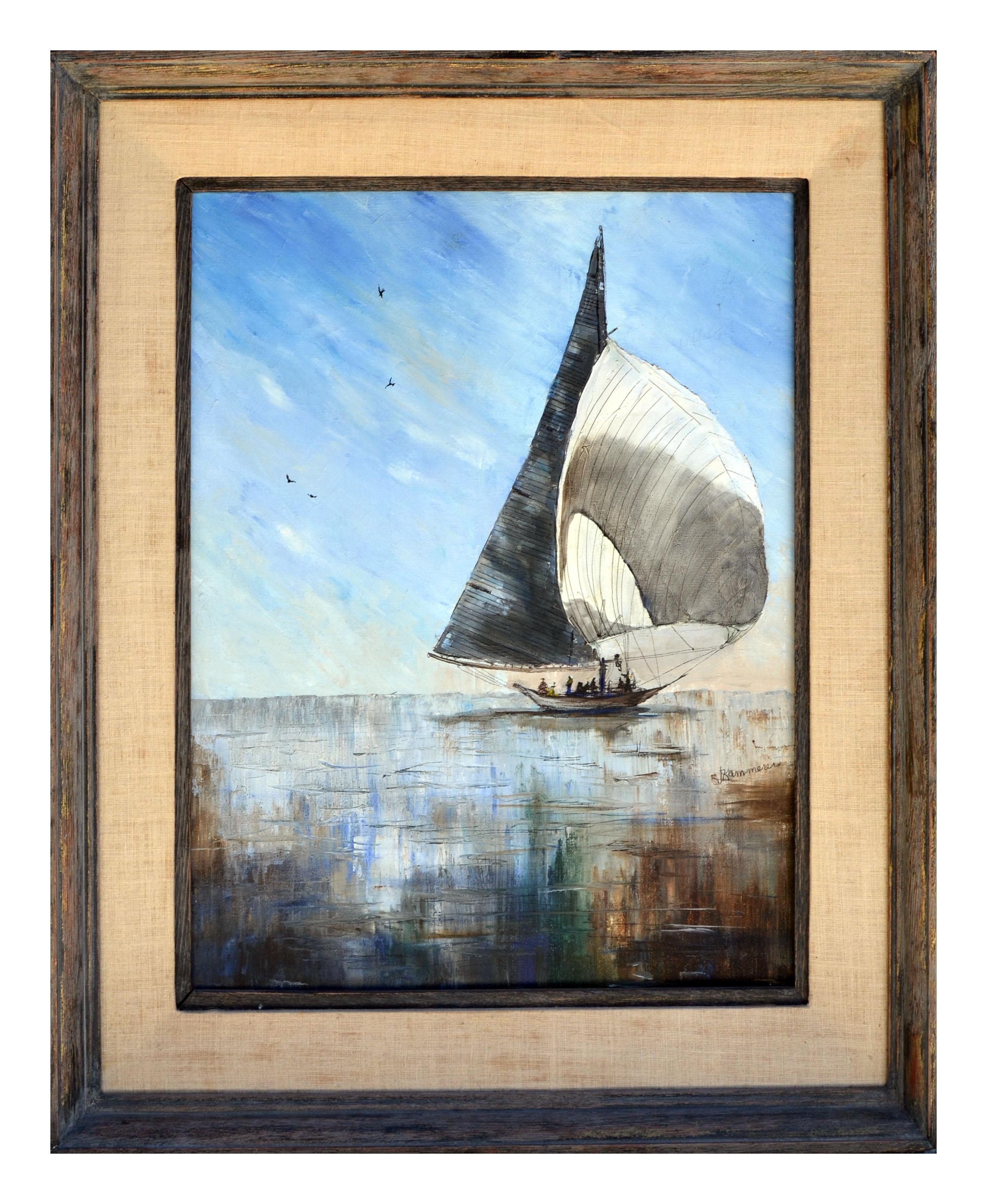 Jaqueline Kammerer Cattaneo  Figurative Painting - Sailboat Seascape 