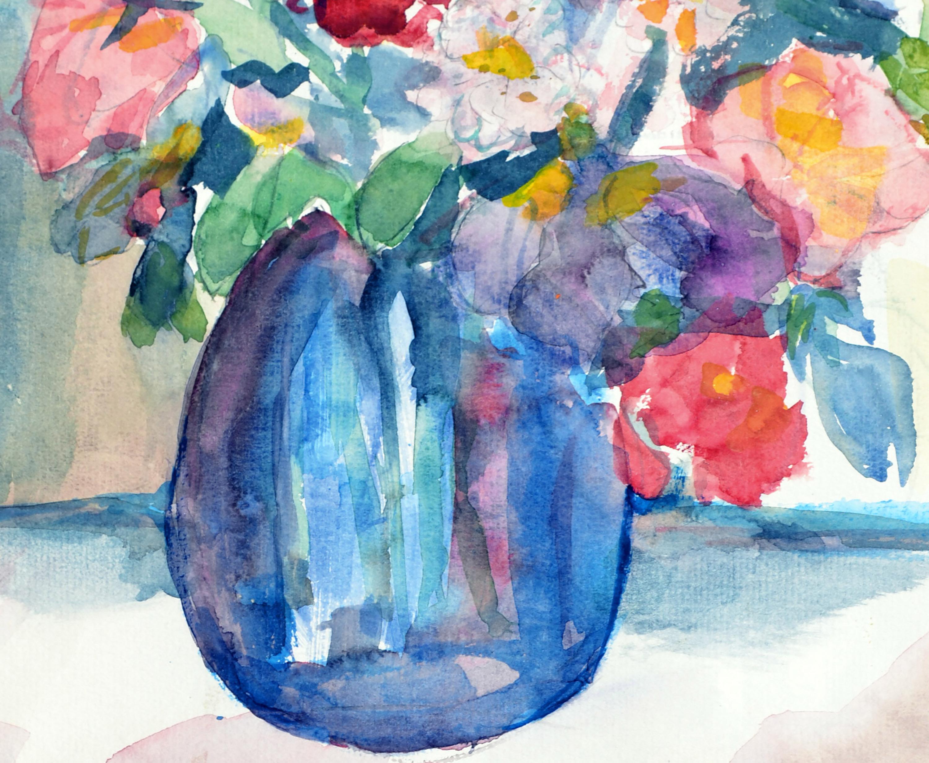 Bouquet with Blue Vase Floral Still-Life  1