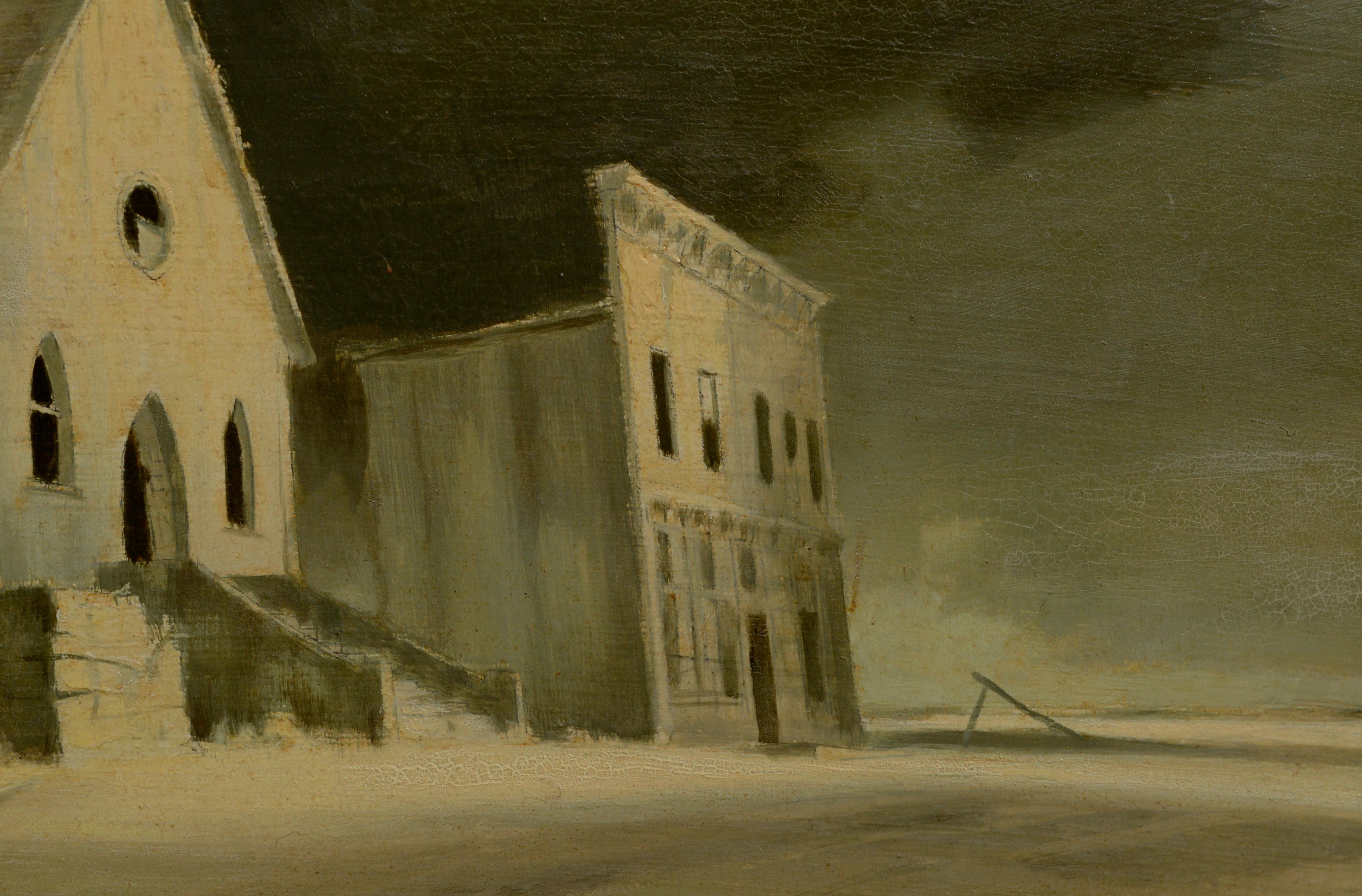 Mid-Century Ghost Town, Sepia-Landschaft (Romantik), Painting, von Joseph Bodner