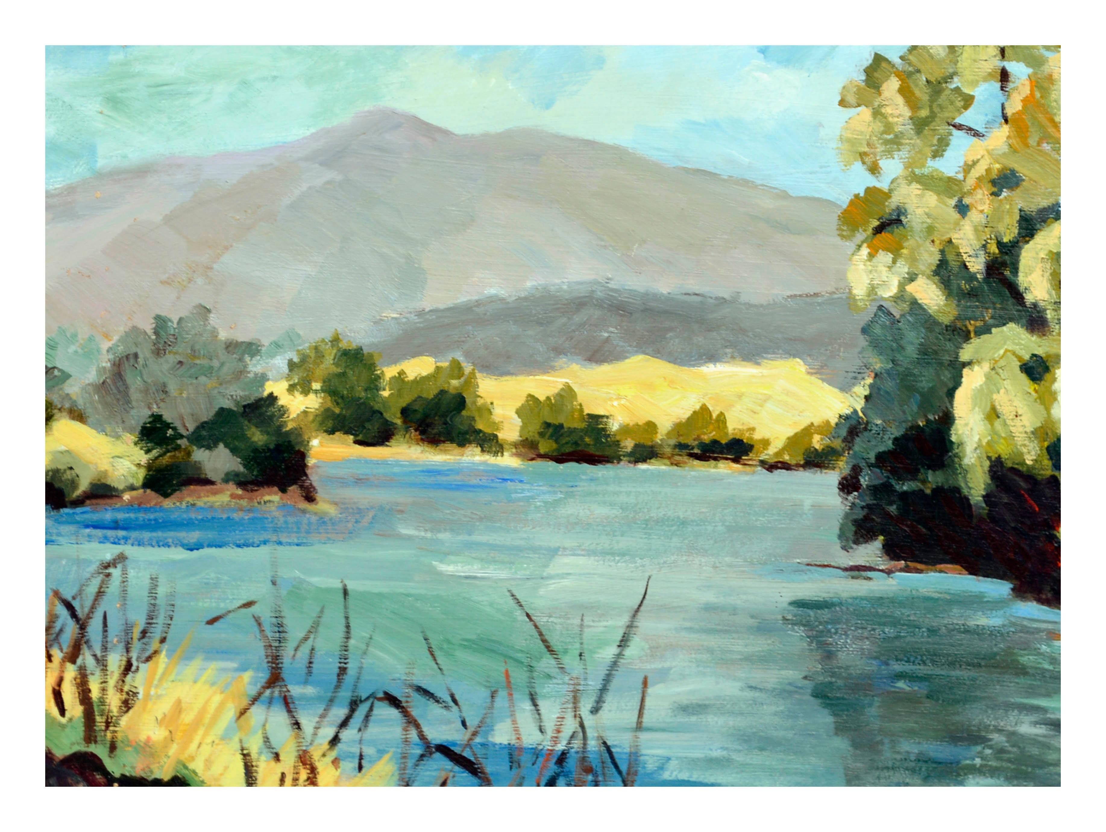 Nordkalifornien-Bergseelandschaft, Mitte des Jahrhunderts (Amerikanischer Impressionismus), Painting, von Margot Wilson Lowe