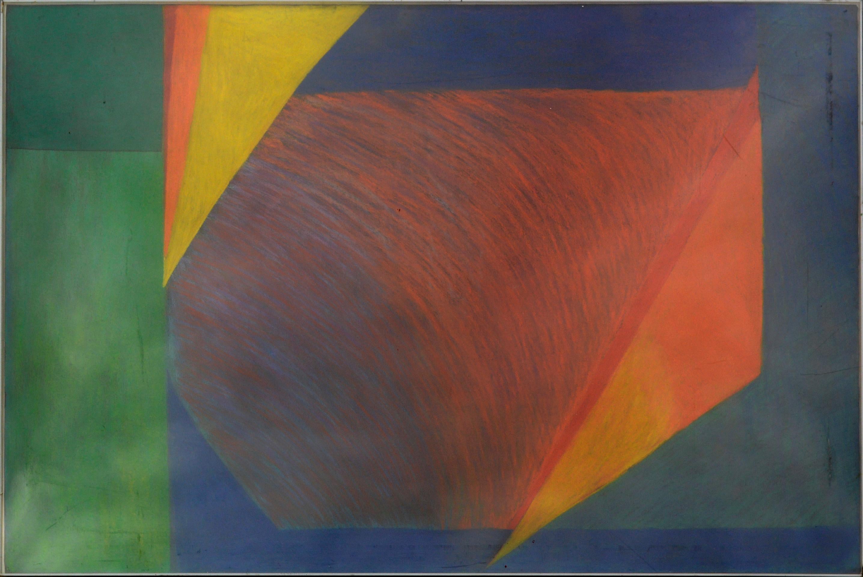 Renee Harwin Abstract Drawing - "Untitled #3" - Large Scale Pastel Geometric Color Field Abstract 