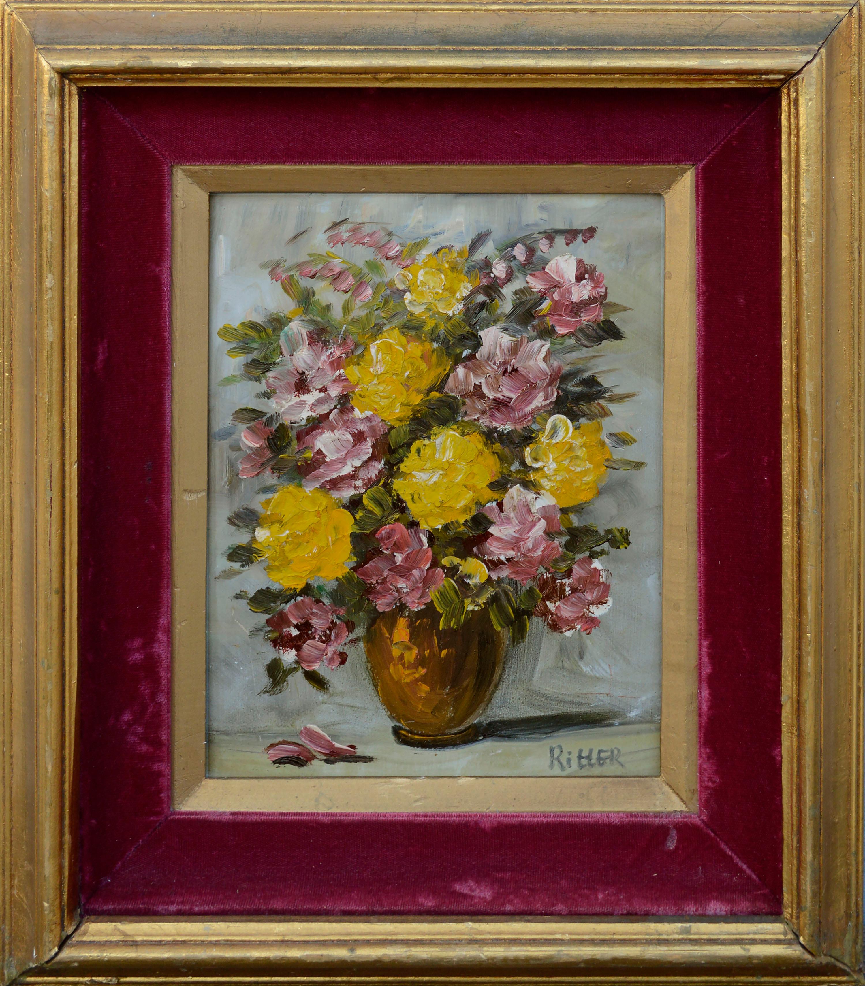 Ritter Interior Painting - Mid Century Floral Bouquet Still-Life 