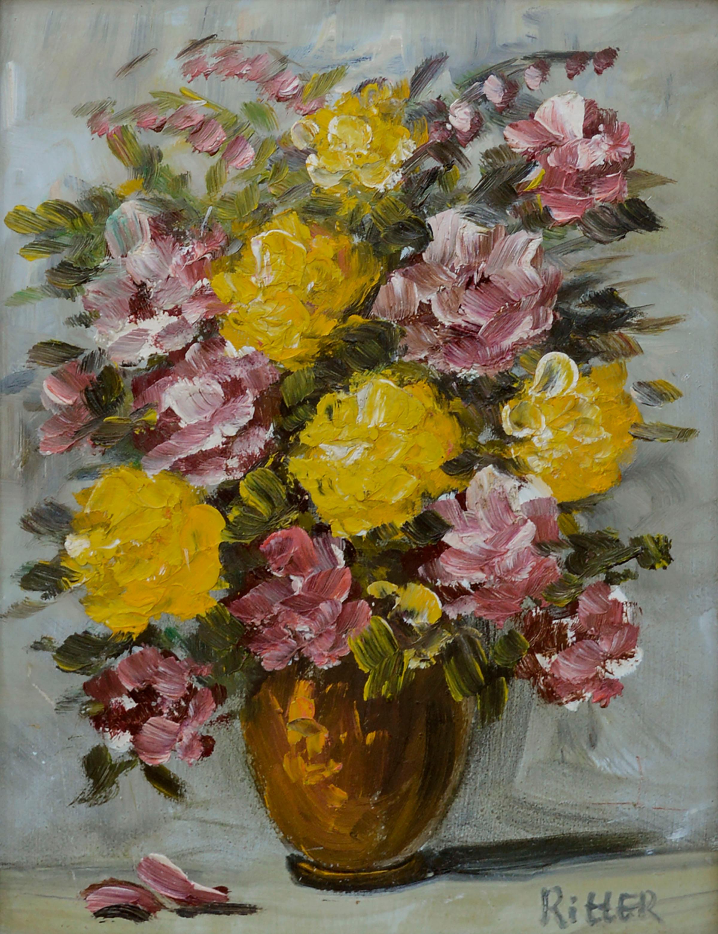 Mid Century Floral Bouquet Still-Life  - Painting by Ritter