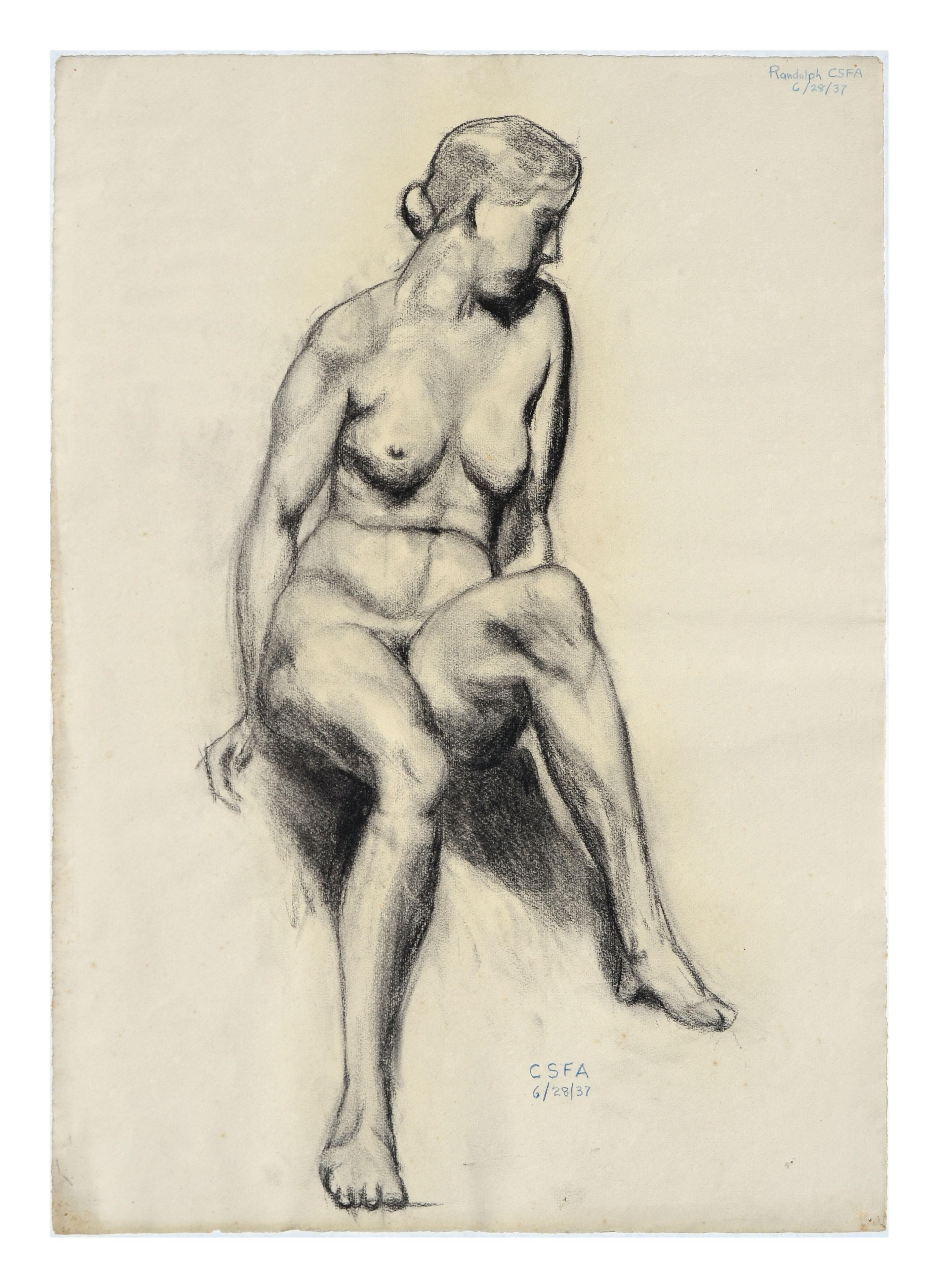 Unknown Figurative Art - 1930s Nude Figure Study 