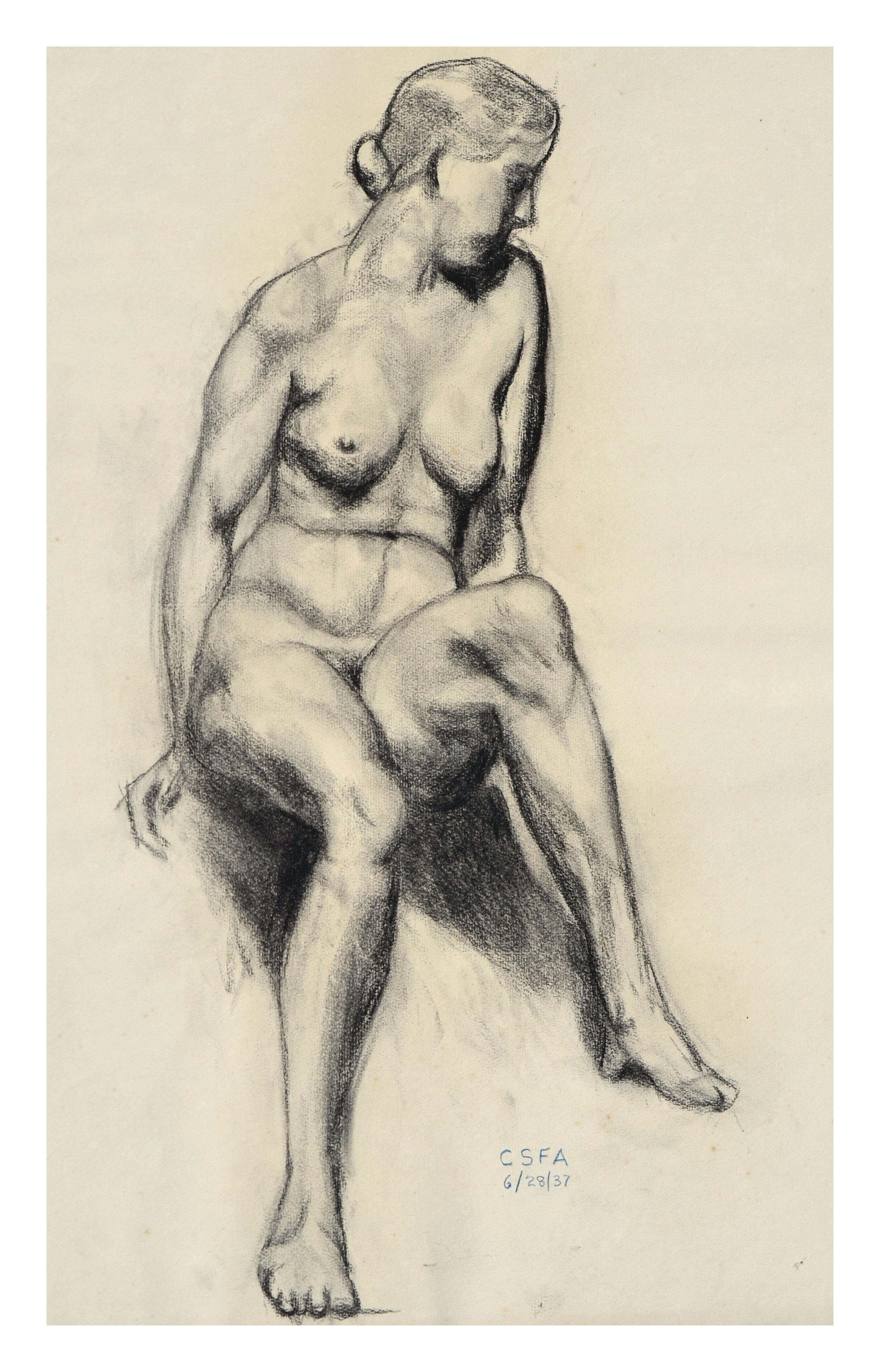 1930s Nude Figure Study  - Art by Unknown