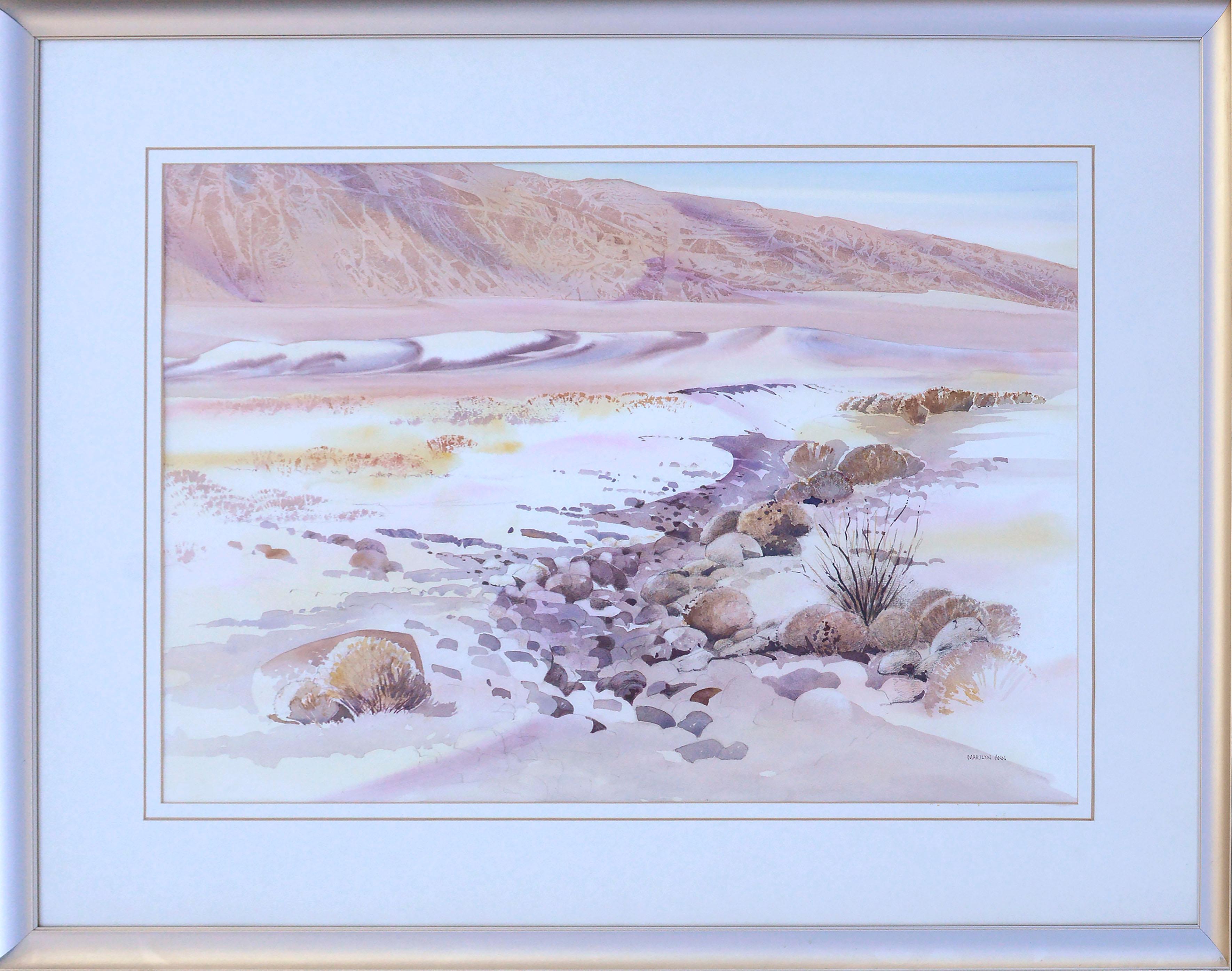 Aquarelle d'un paysage de la vallée de la mort de Rocky Arroyo, Californie