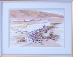 Vintage Rocky Arroyo Death Valley California Landscape Watercolor