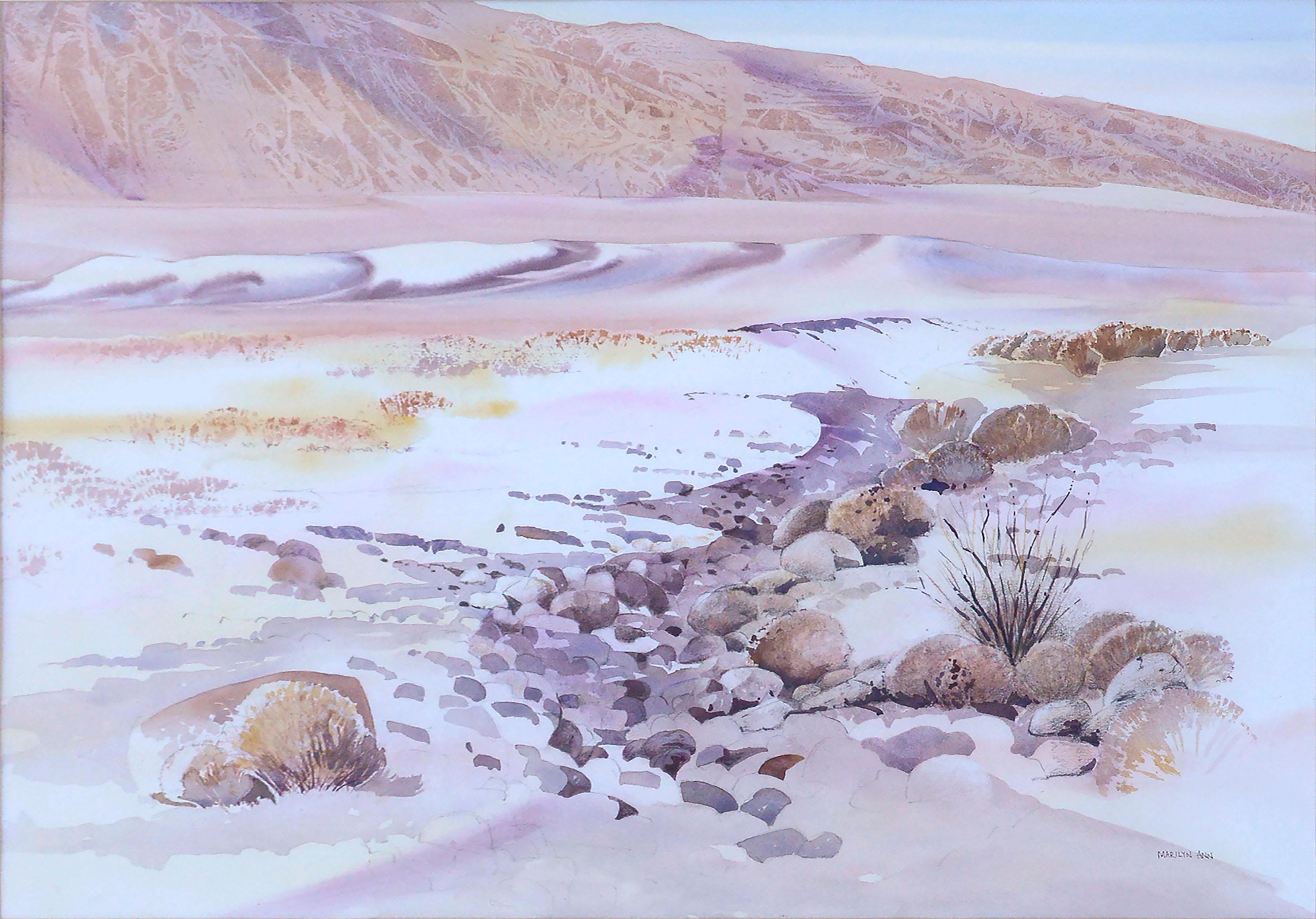 Rocky Arroyo Death Valley, Kalifornien, Landschaft, Aquarell – Art von Marilyn Ann Deeds 