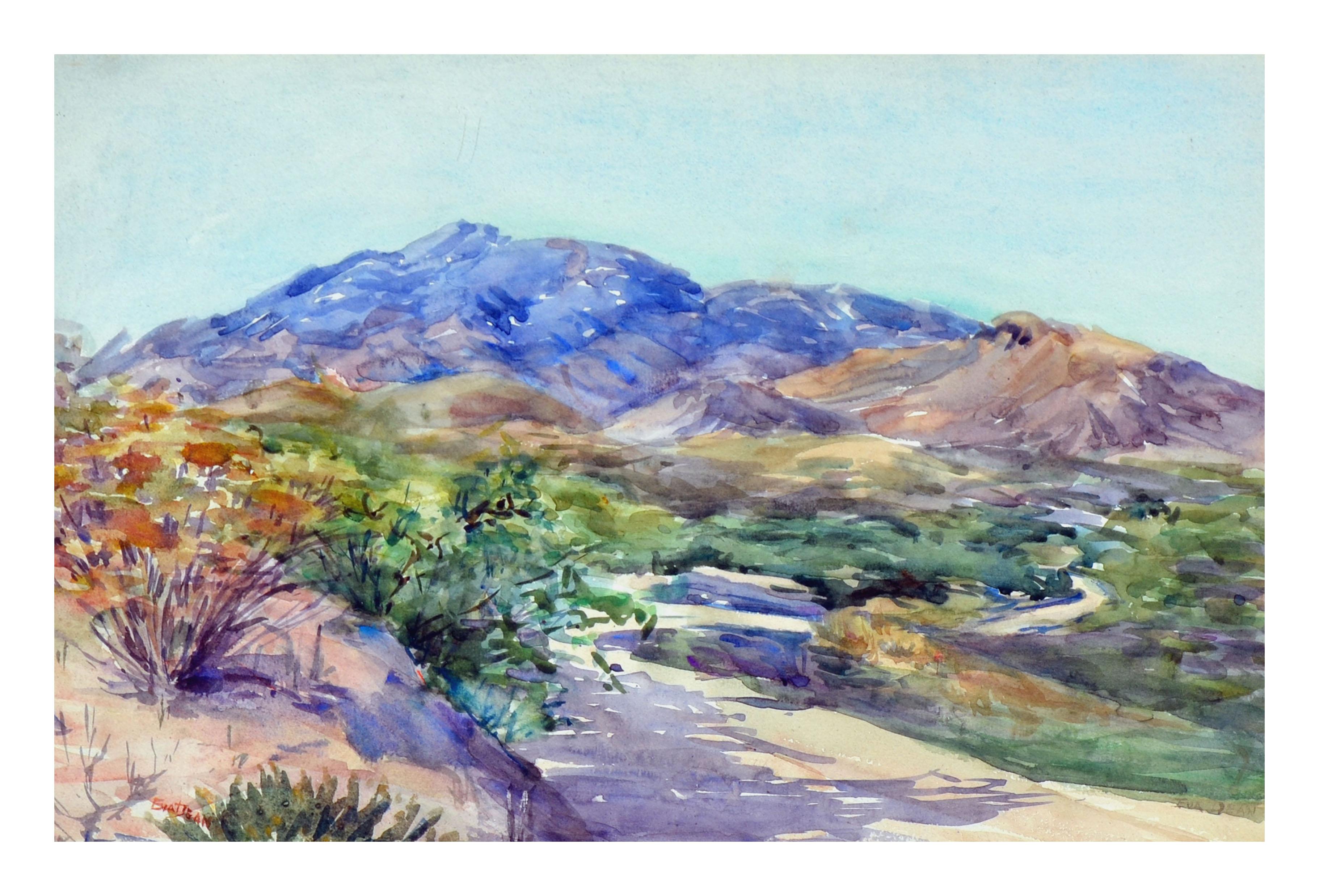 Vibrant Mountain Road Landscape - Painting by Eva Ellen Dean 