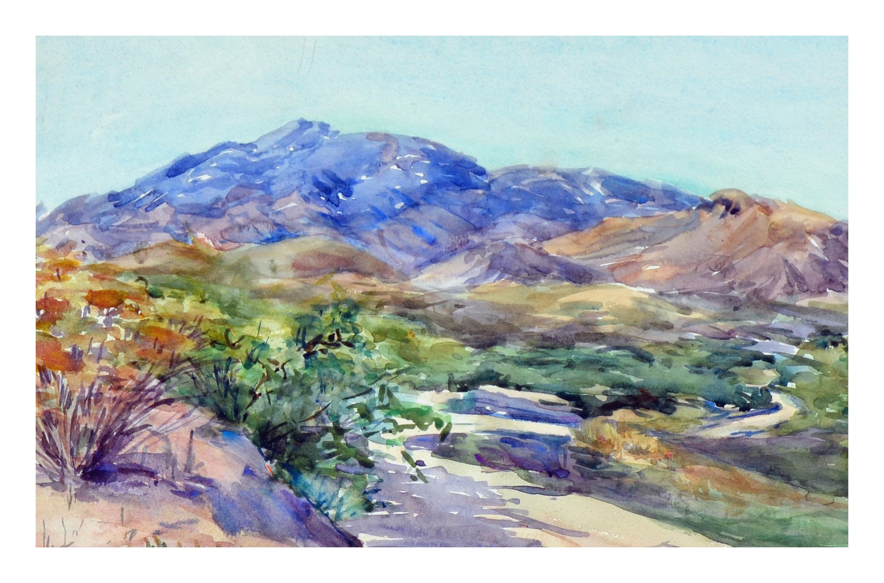 Paysage de route de montagne vibrant - Fauvisme Painting par Eva Ellen Dean 