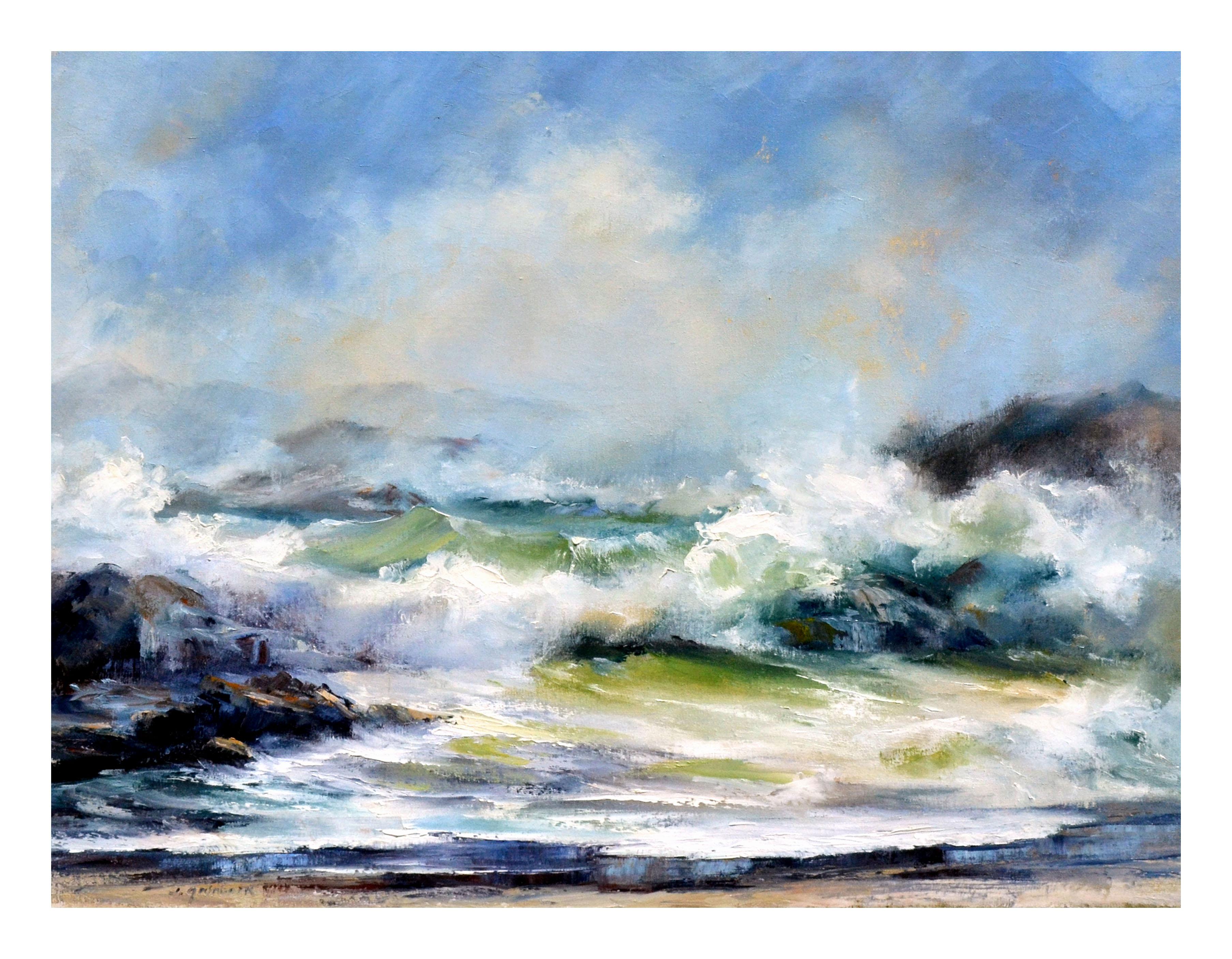 California Seascape -- Mid Morning Overcast - Painting by Jean Gronbeck