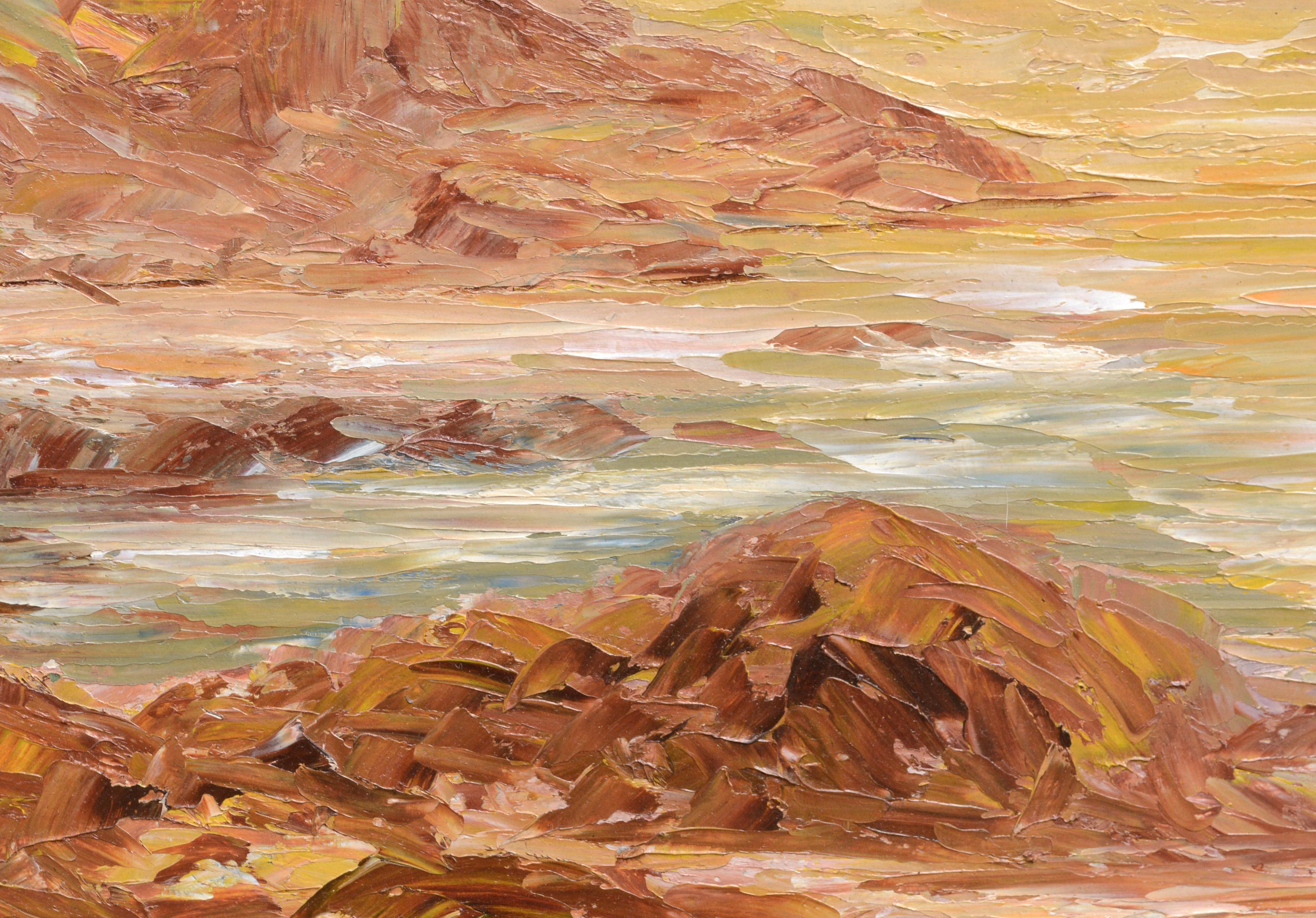 Sunrise Seascape - Brown Landscape Painting by Grace Gilbert