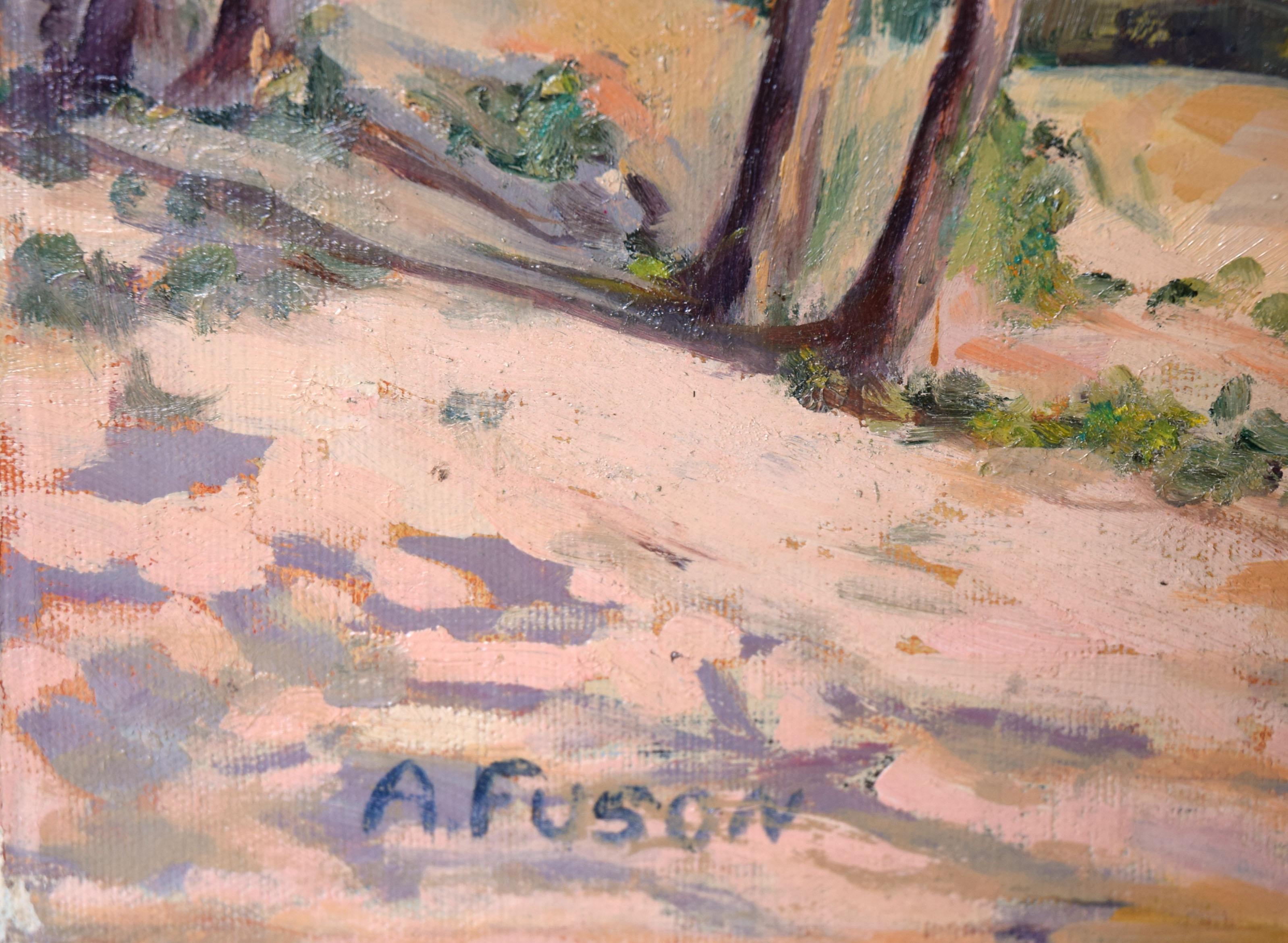 Paysage du milieu du siècle dernier, montagnes et ruisseaux de Santa Cruz - Impressionnisme américain Painting par Ann Fuson
