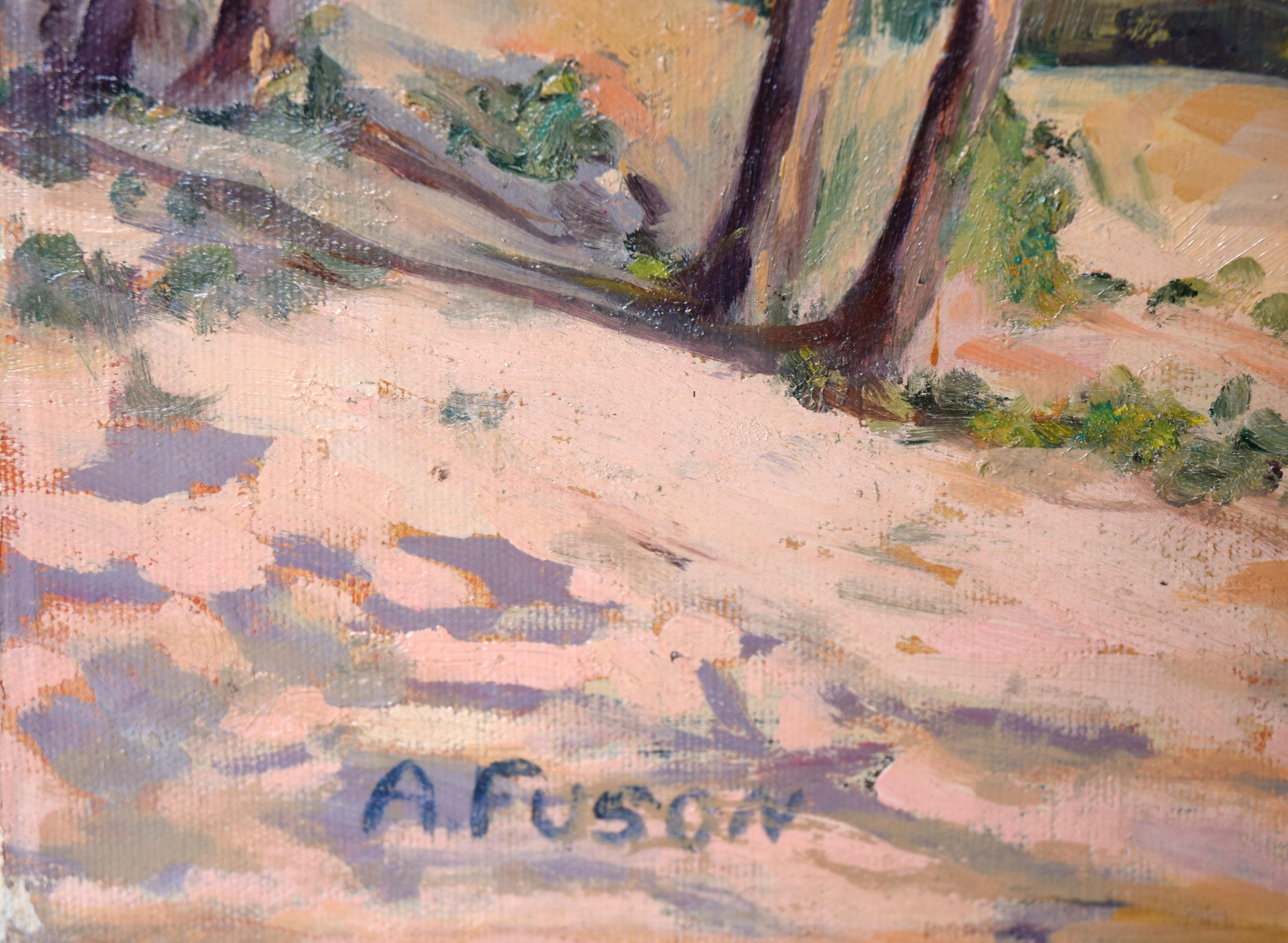 Paesaggio di metà secolo con montagne e ruscelli di Santa Cruz - Painting Impressionismo americano di Ann Fuson